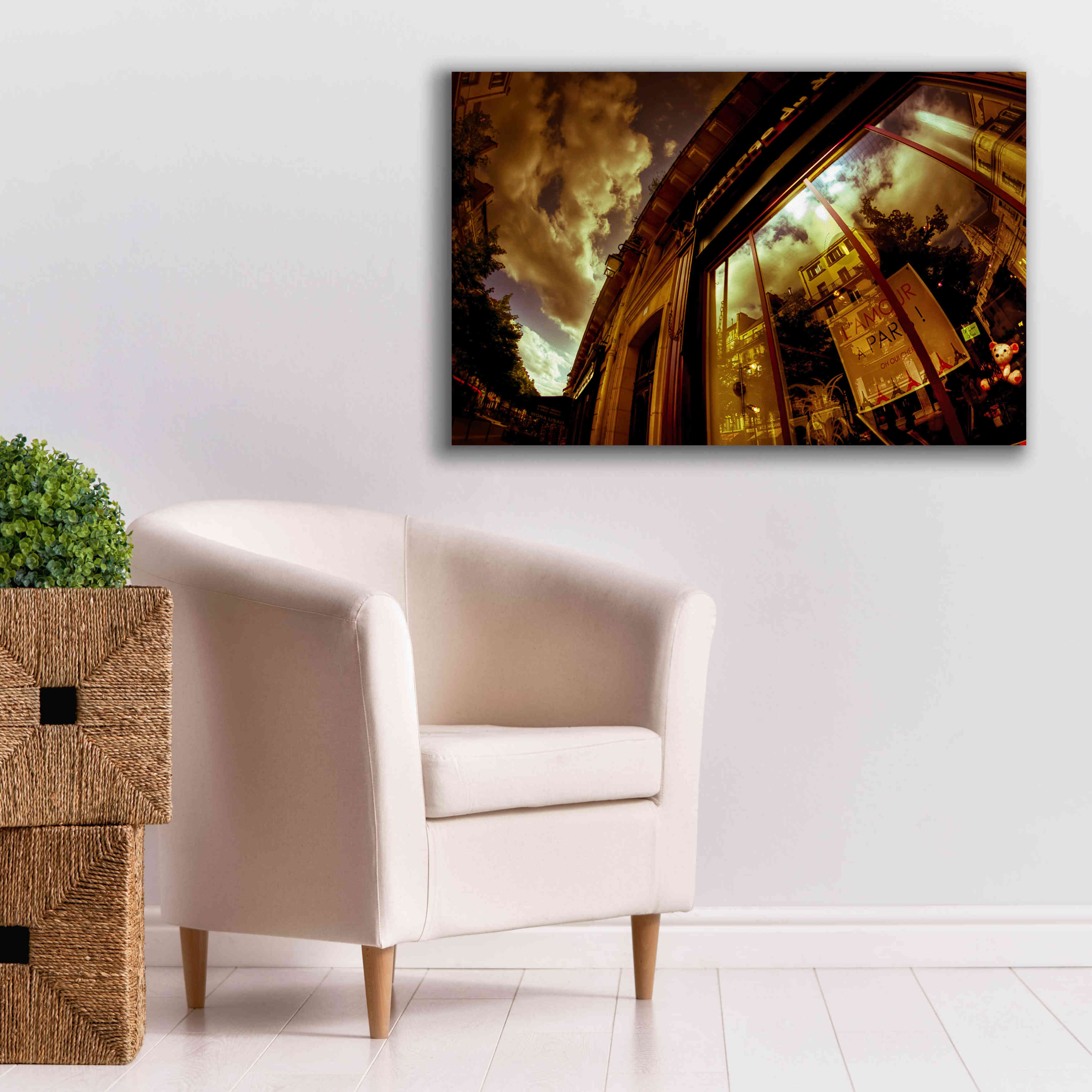 'Love In Paris' by Sebastien Lory, Giclee Canvas Wall Art,40 x 26