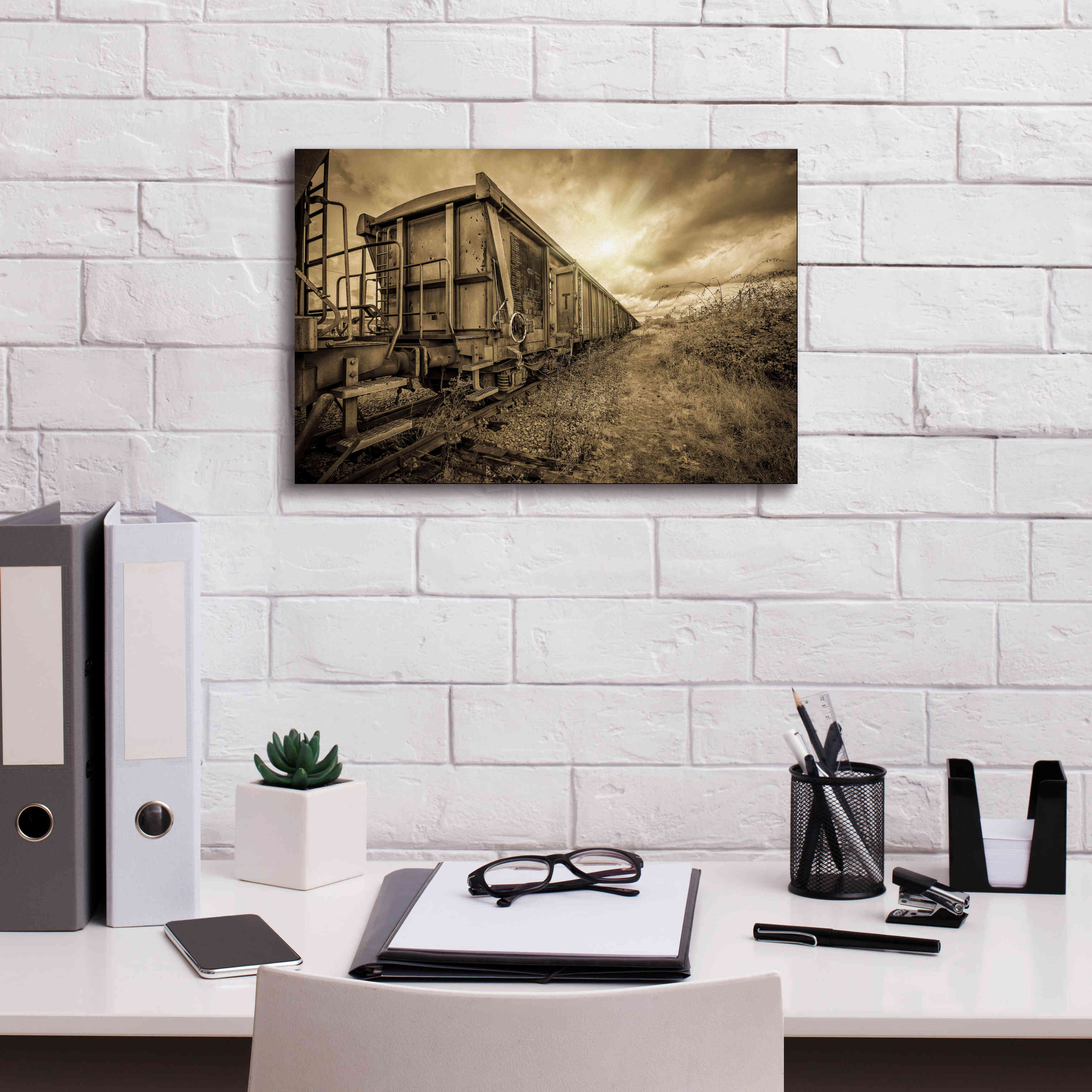 'Lost Train' by Sebastien Lory, Giclee Canvas Wall Art,18 x 12