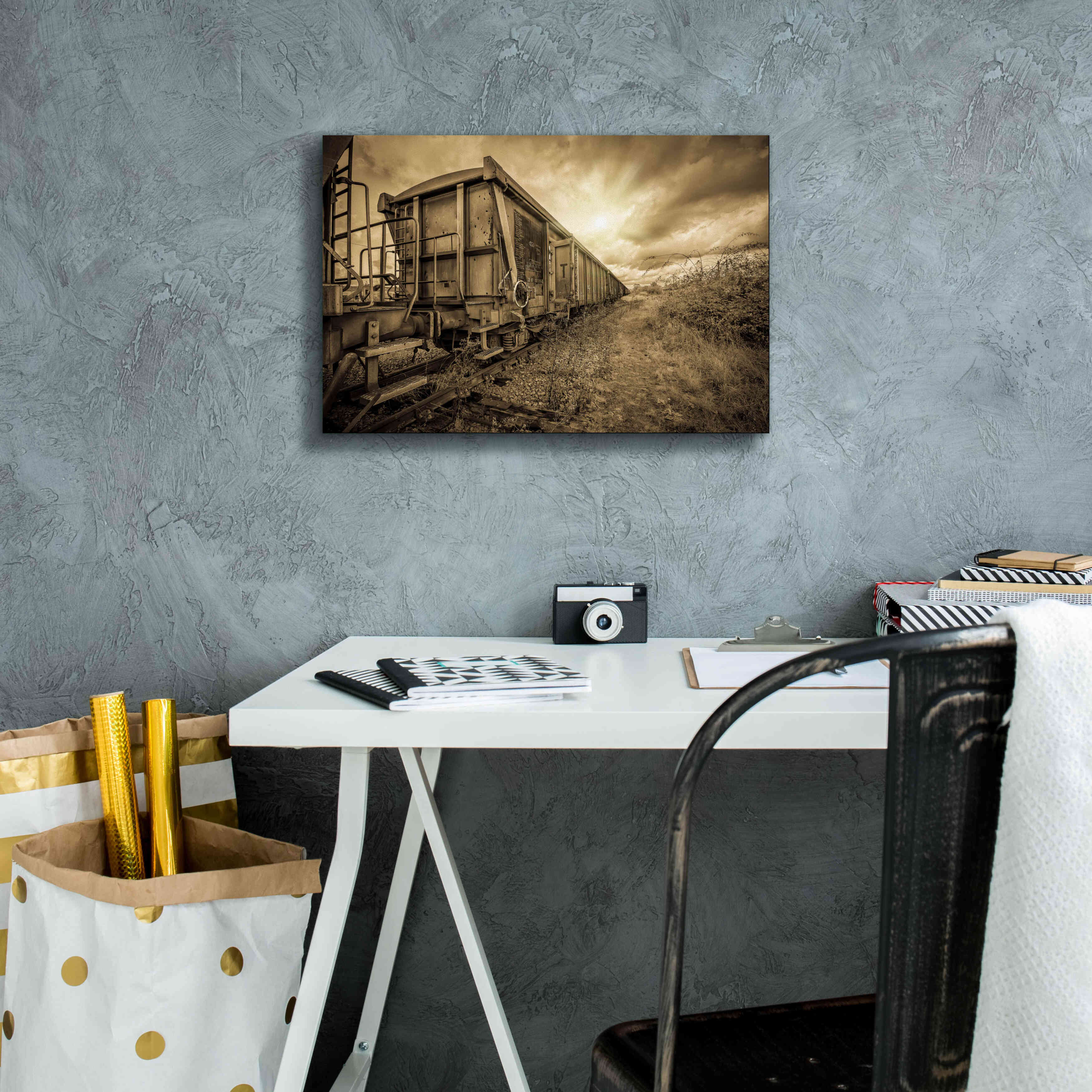 'Lost Train' by Sebastien Lory, Giclee Canvas Wall Art,18 x 12