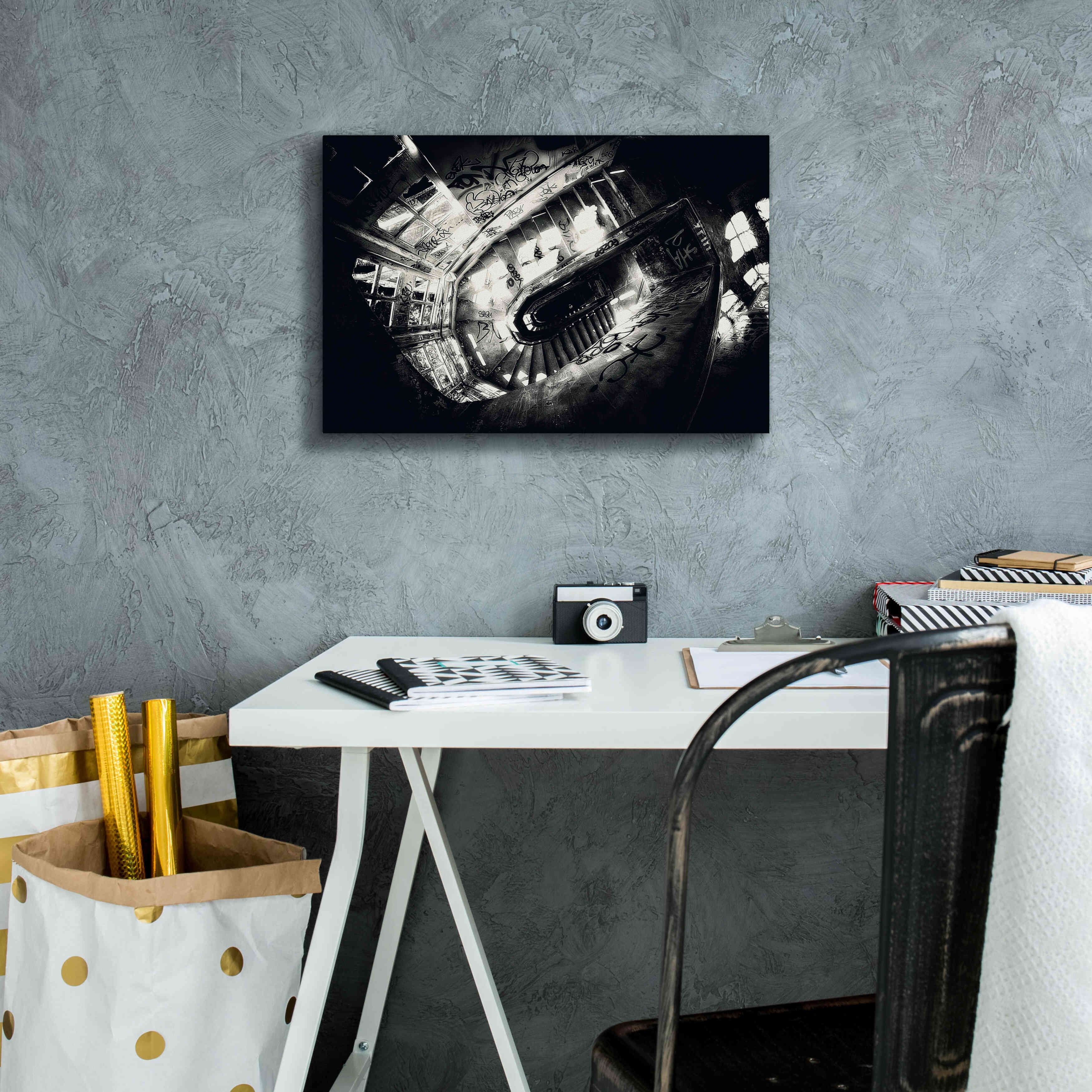 'Sanat stairs' by Sebastien Lory, Giclee Canvas Wall Art,18 x 12