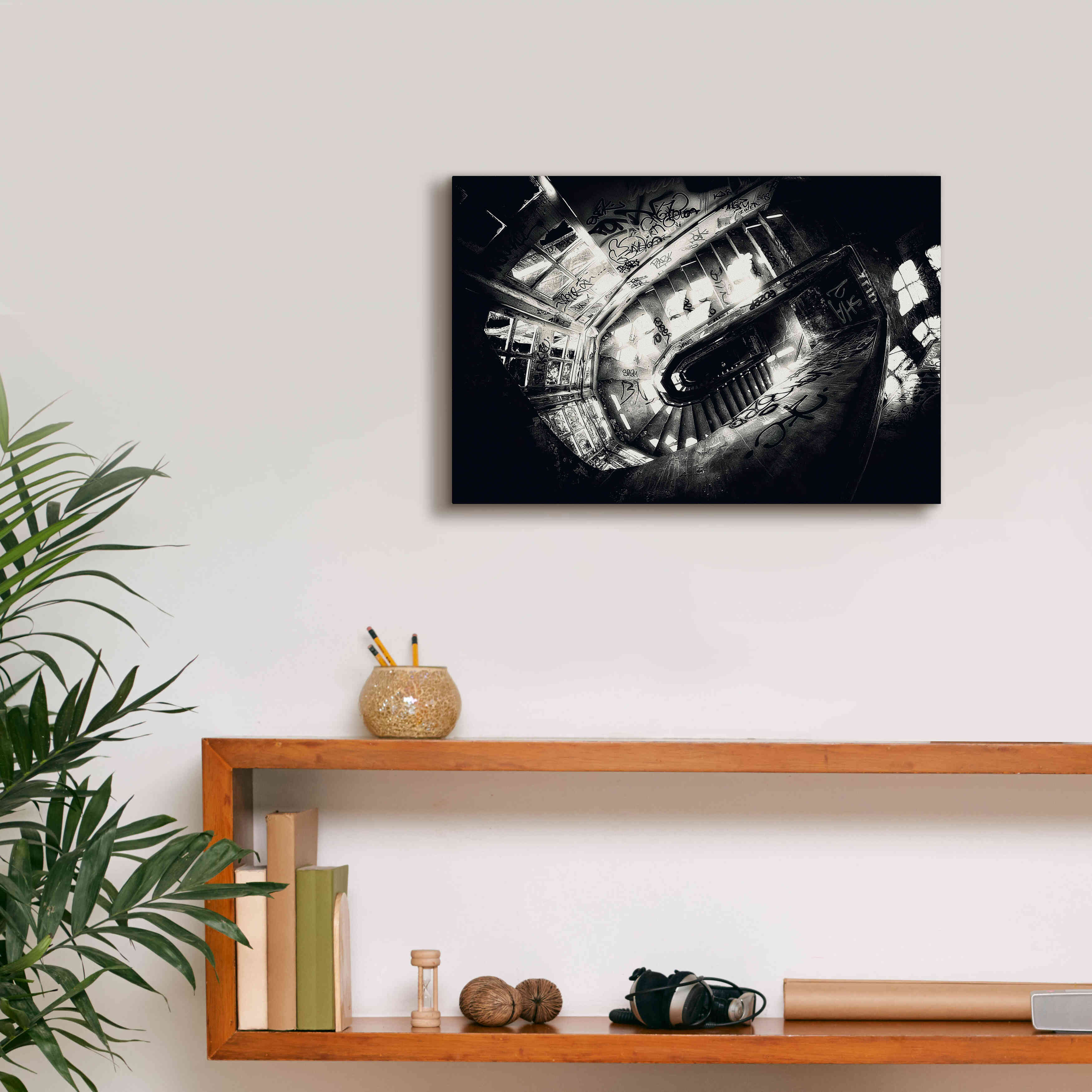 'Sanat stairs' by Sebastien Lory, Giclee Canvas Wall Art,18 x 12