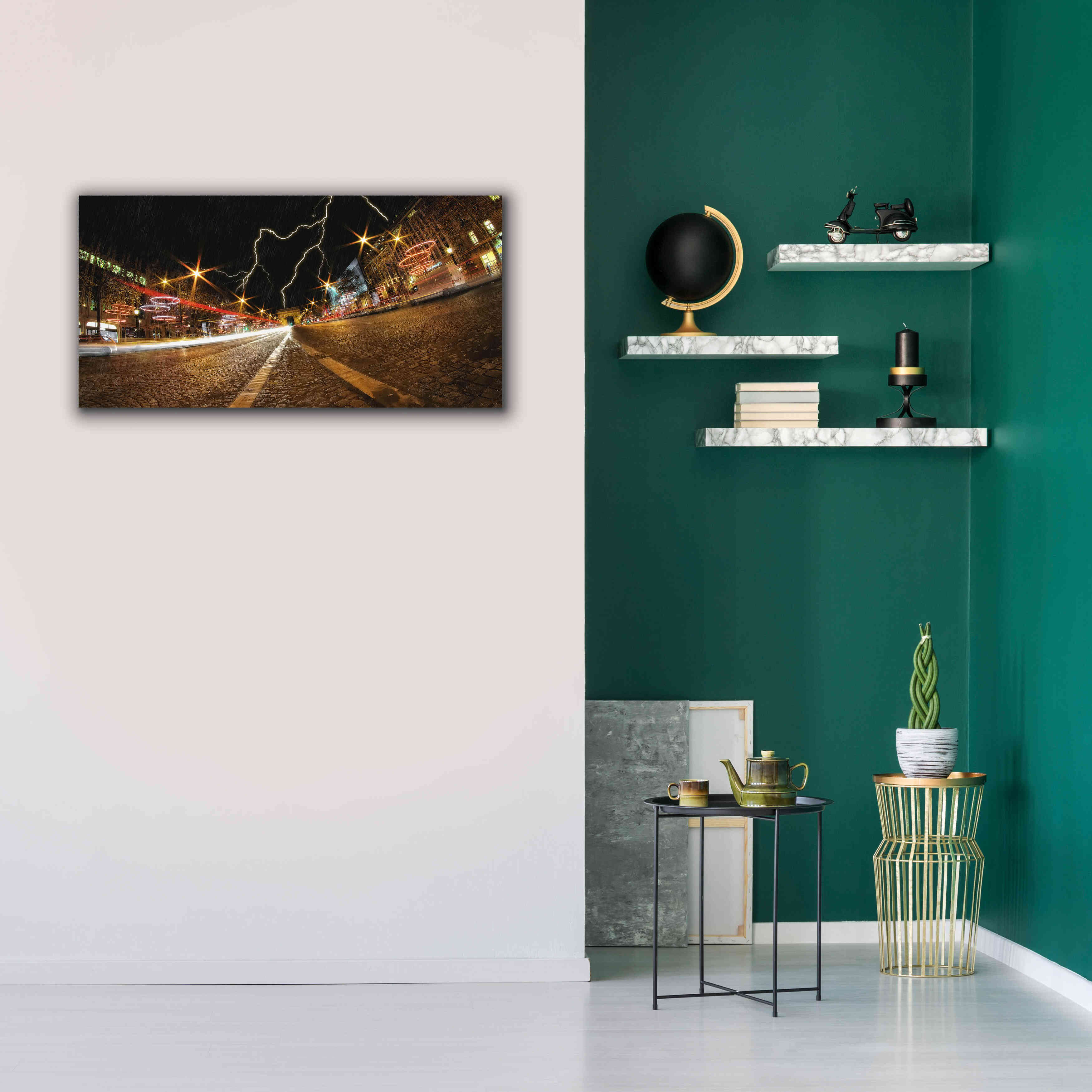 'Elysee storm' by Sebastien Lory, Giclee Canvas Wall Art,40 x 20