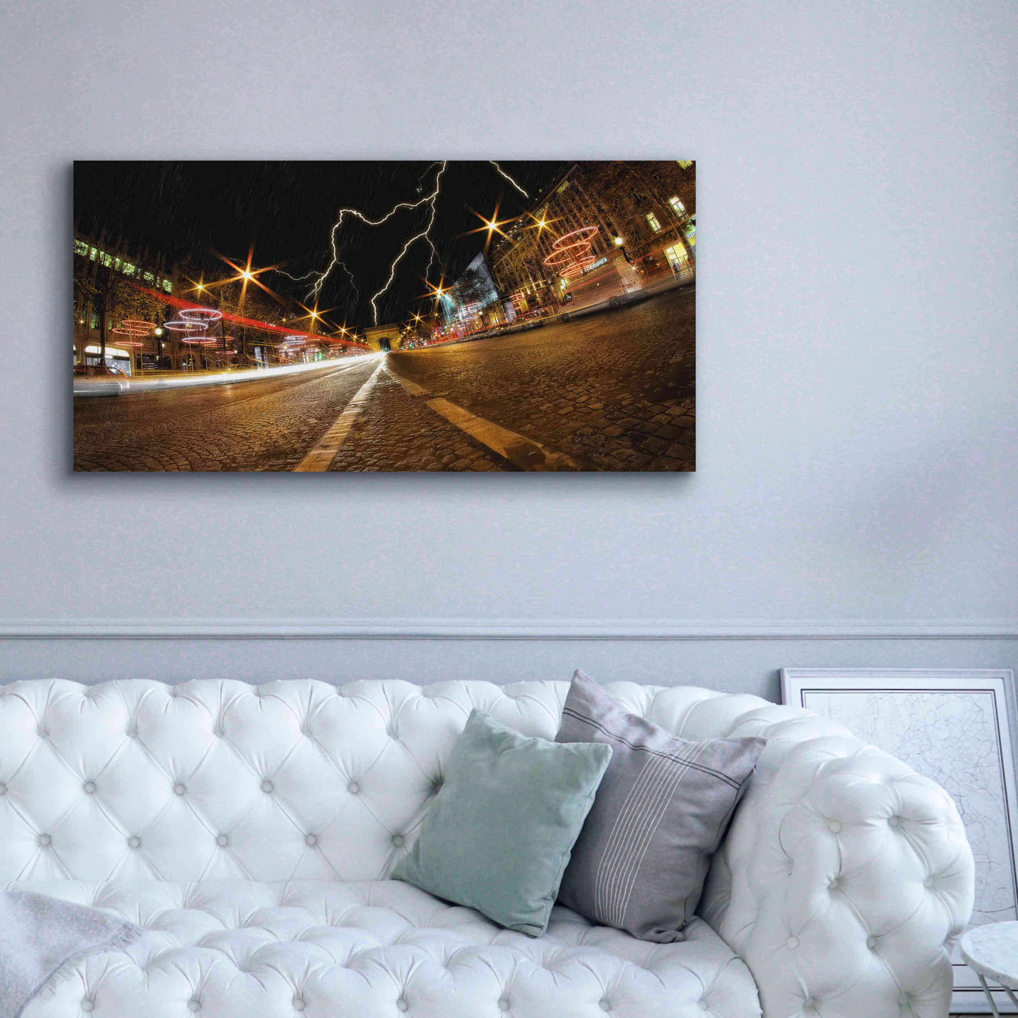 'Elysee storm' by Sebastien Lory, Giclee Canvas Wall Art,60 x 30