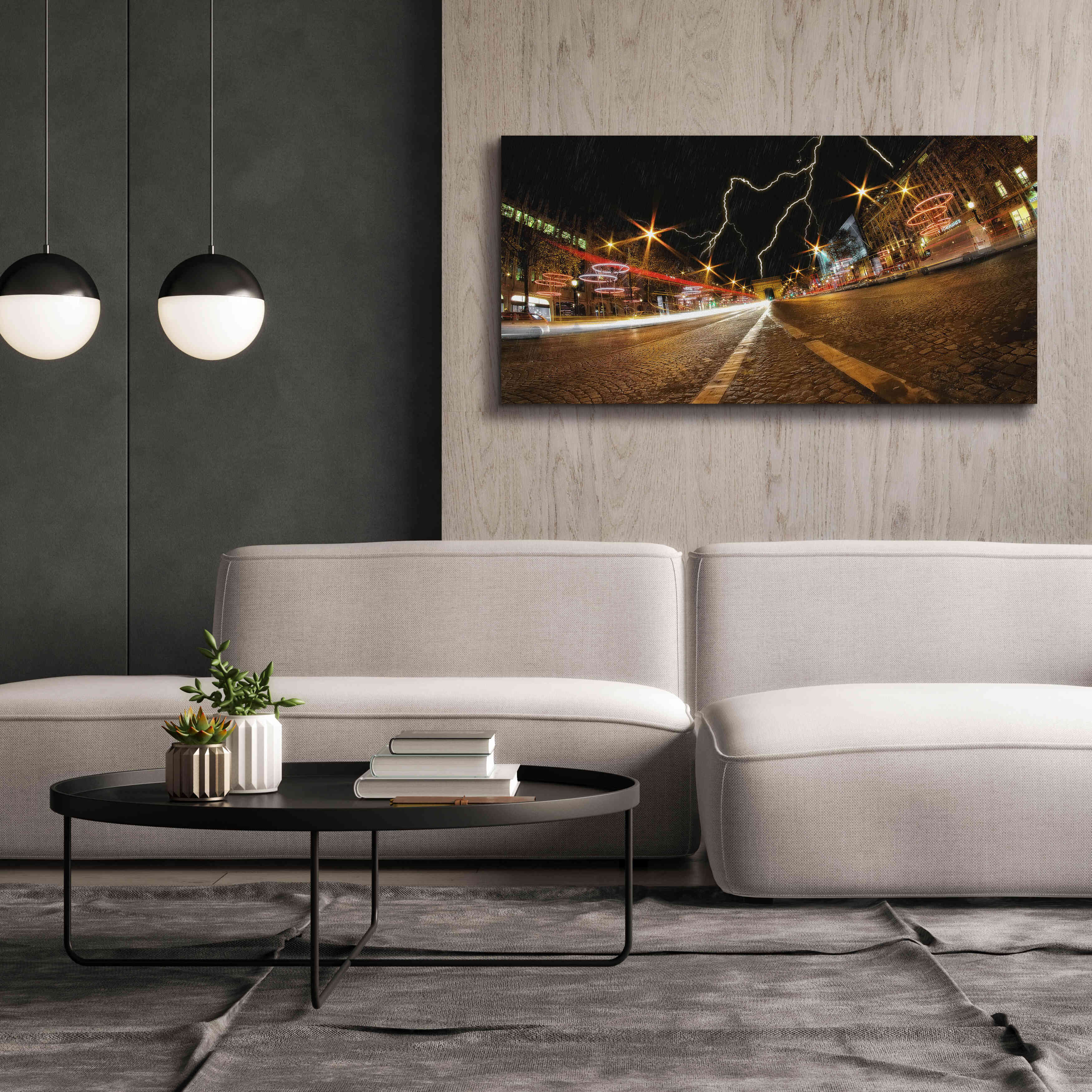 'Elysee storm' by Sebastien Lory, Giclee Canvas Wall Art,60 x 30