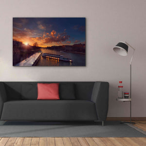 'Bateaux Mouches Sunset' by Sebastien Lory, Giclee Canvas Wall Art,60 x 40