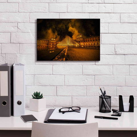 Image of 'Lourve Pyramid' by Sebastien Lory, Giclee Canvas Wall Art,18 x 12