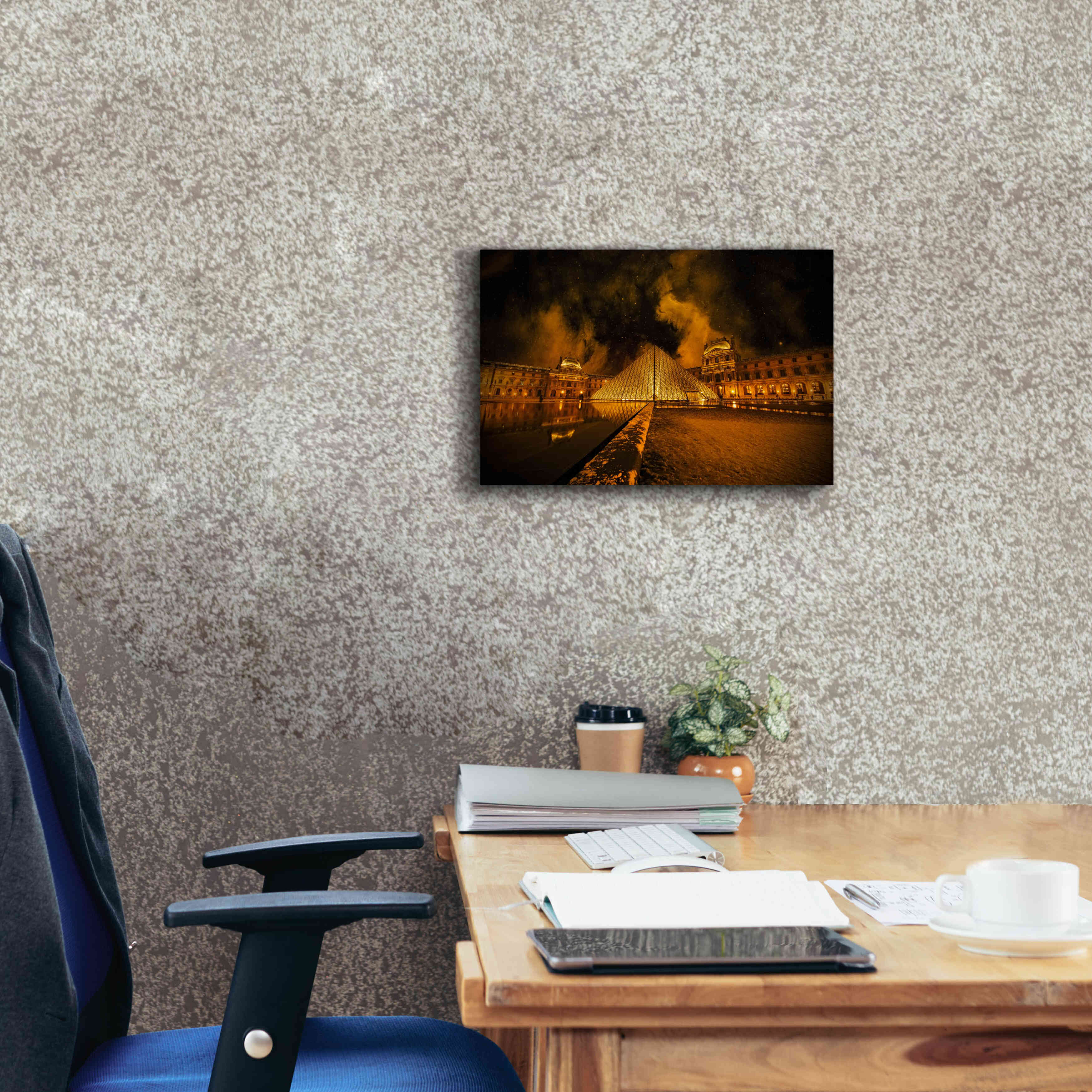 'Lourve Pyramid' by Sebastien Lory, Giclee Canvas Wall Art,18 x 12