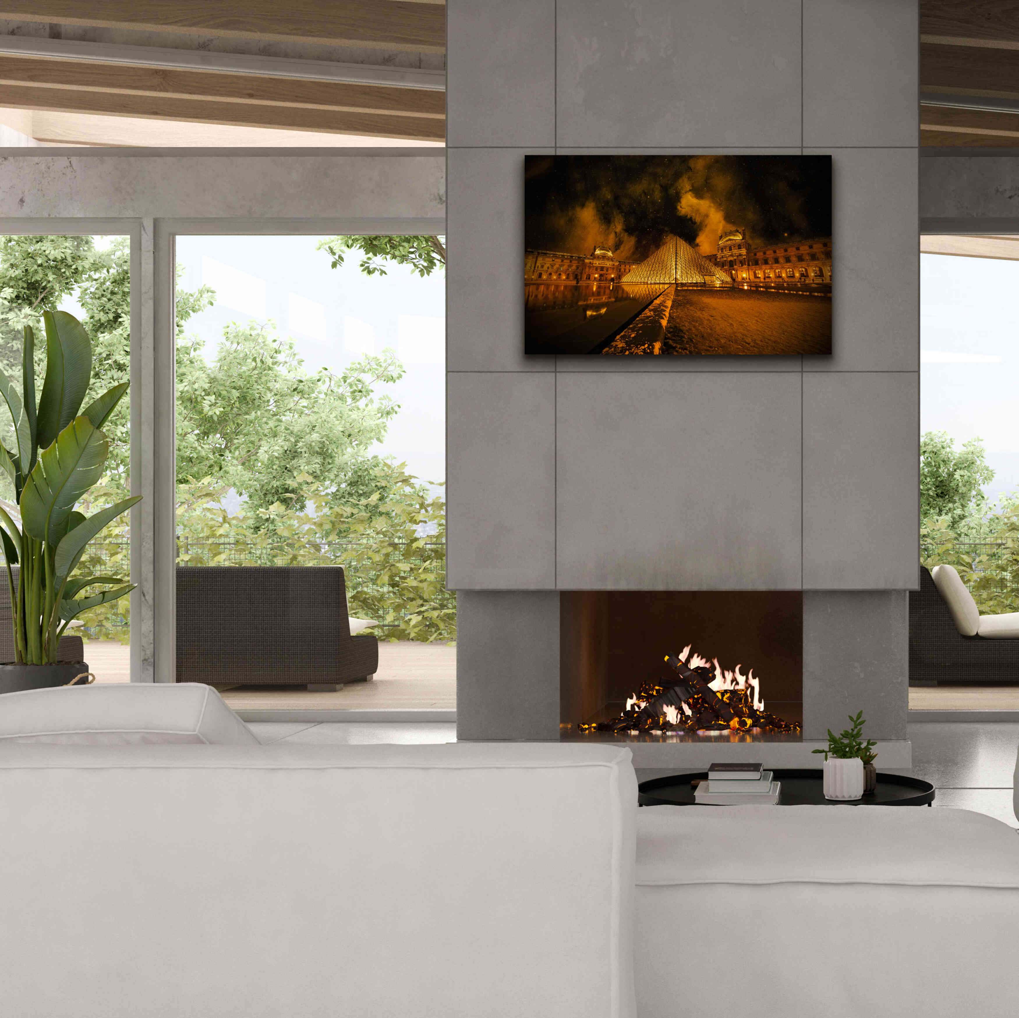 'Lourve Pyramid' by Sebastien Lory, Giclee Canvas Wall Art,40 x 26