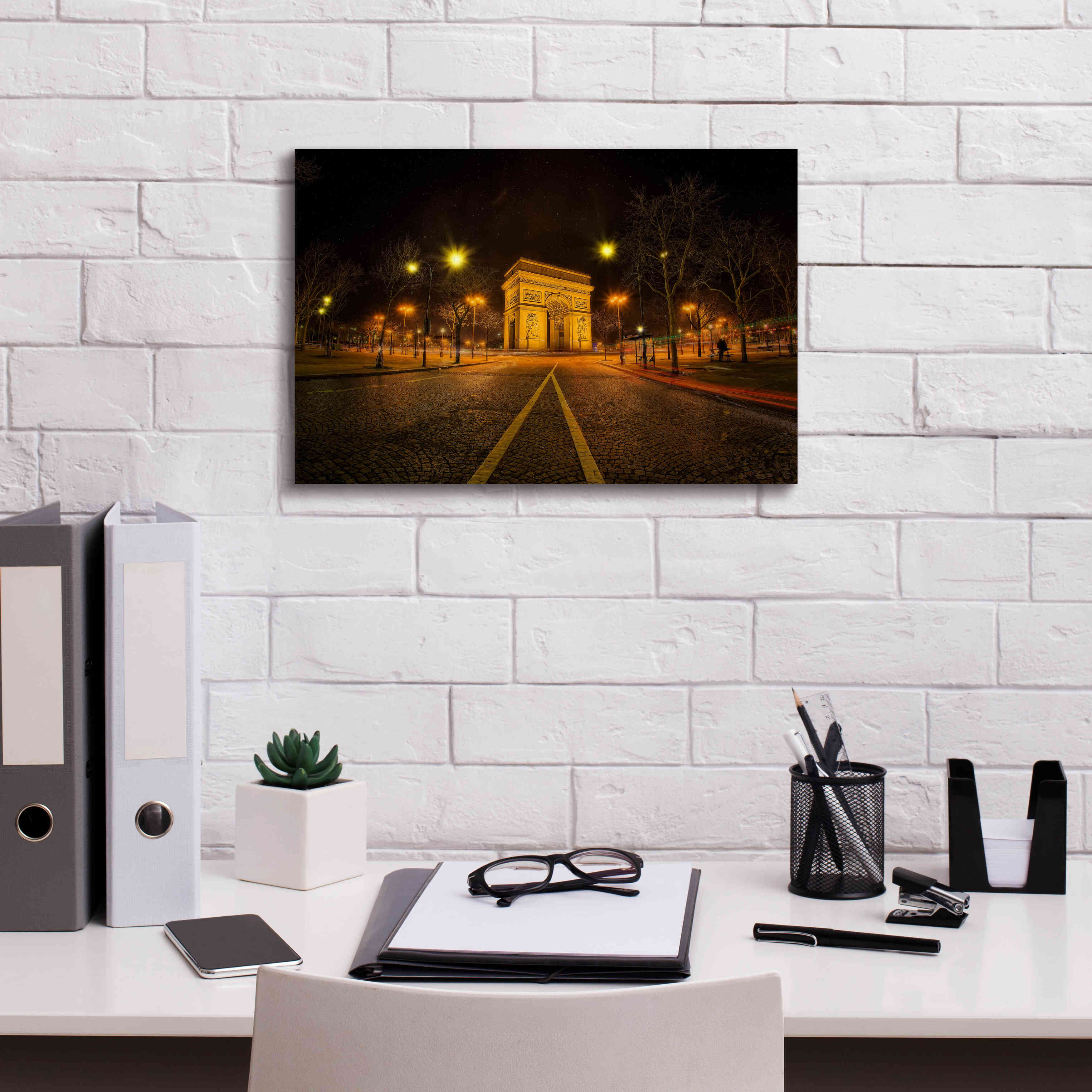 'Arc Night' by Sebastien Lory, Giclee Canvas Wall Art,18 x 12