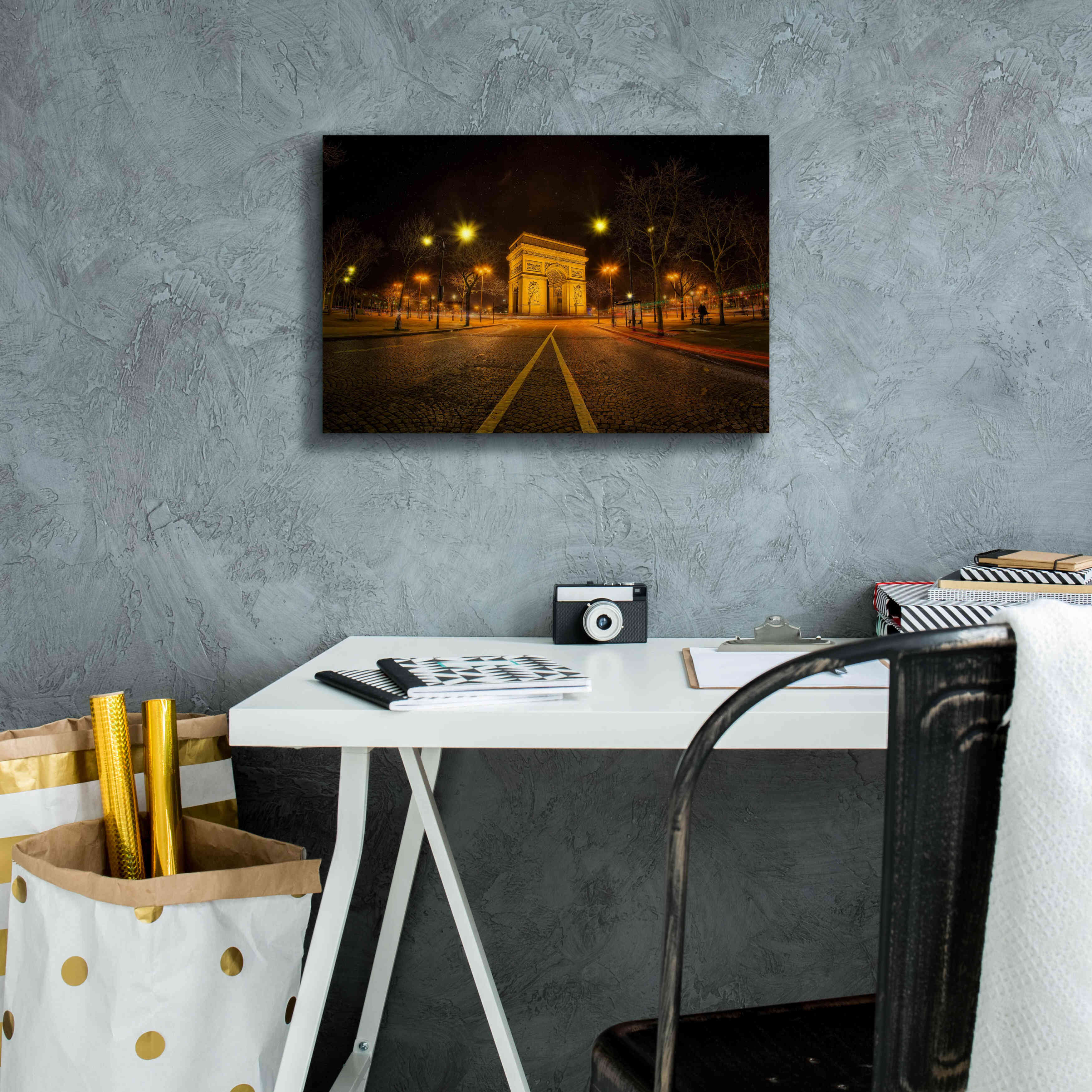 'Arc Night' by Sebastien Lory, Giclee Canvas Wall Art,18 x 12
