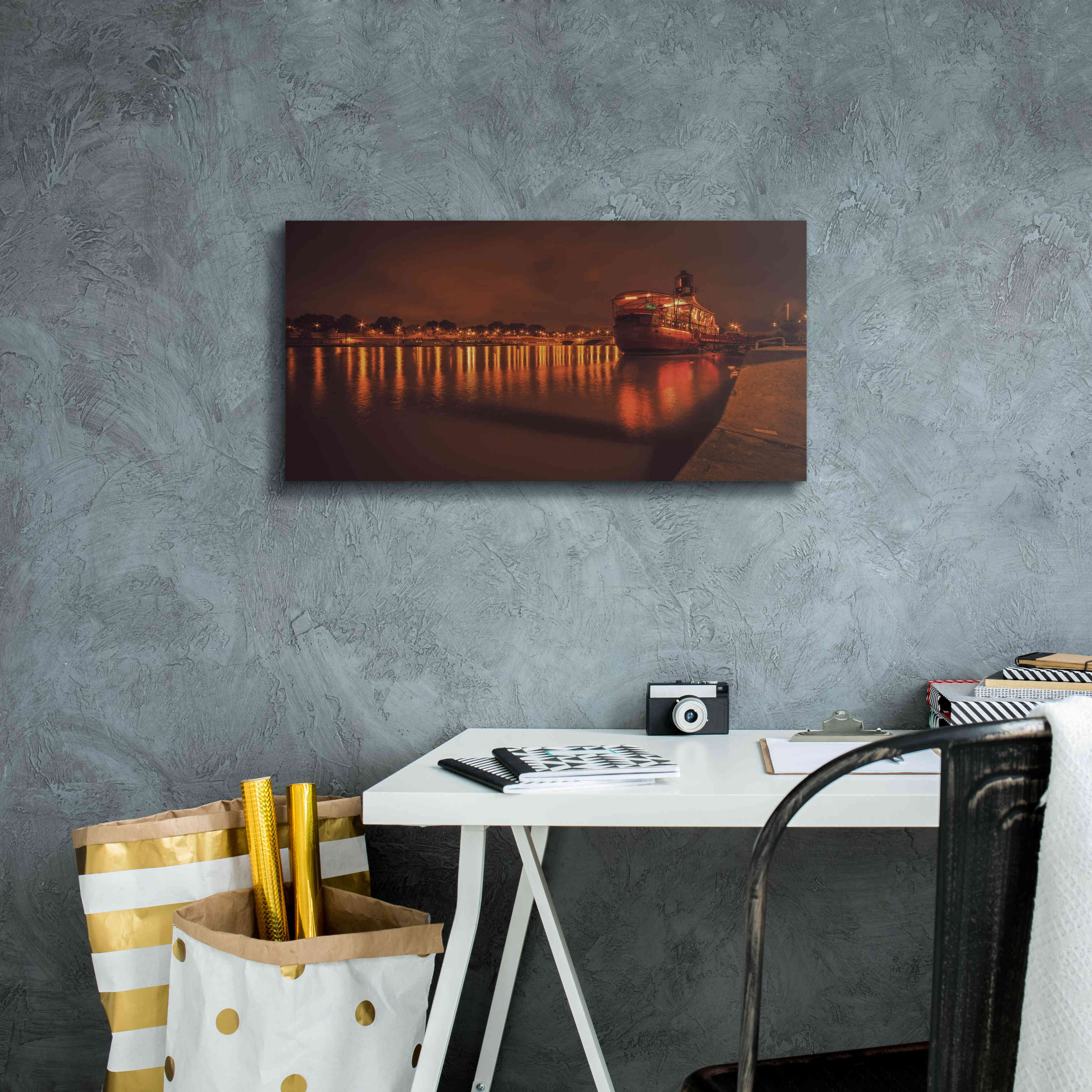 'Paris Lost Boat' by Sebastien Lory, Giclee Canvas Wall Art,24 x 12