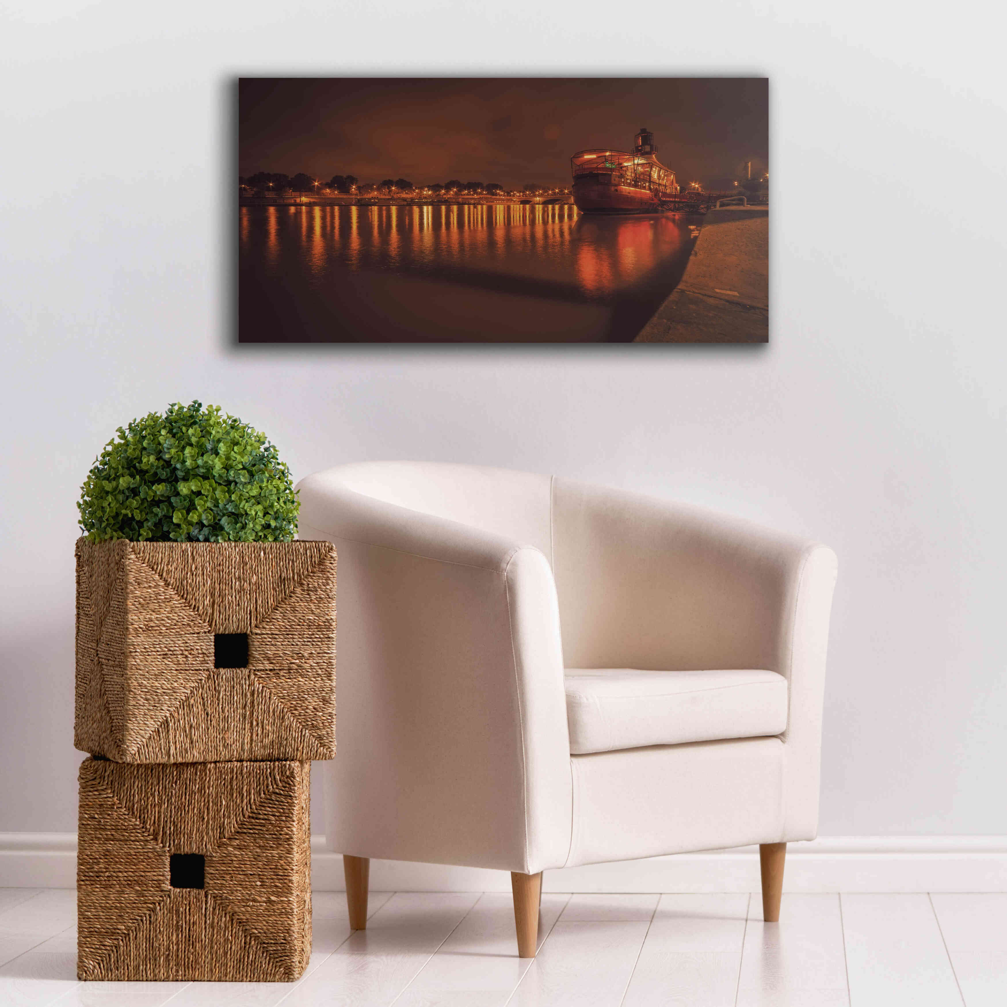 'Paris Lost Boat' by Sebastien Lory, Giclee Canvas Wall Art,40 x 20