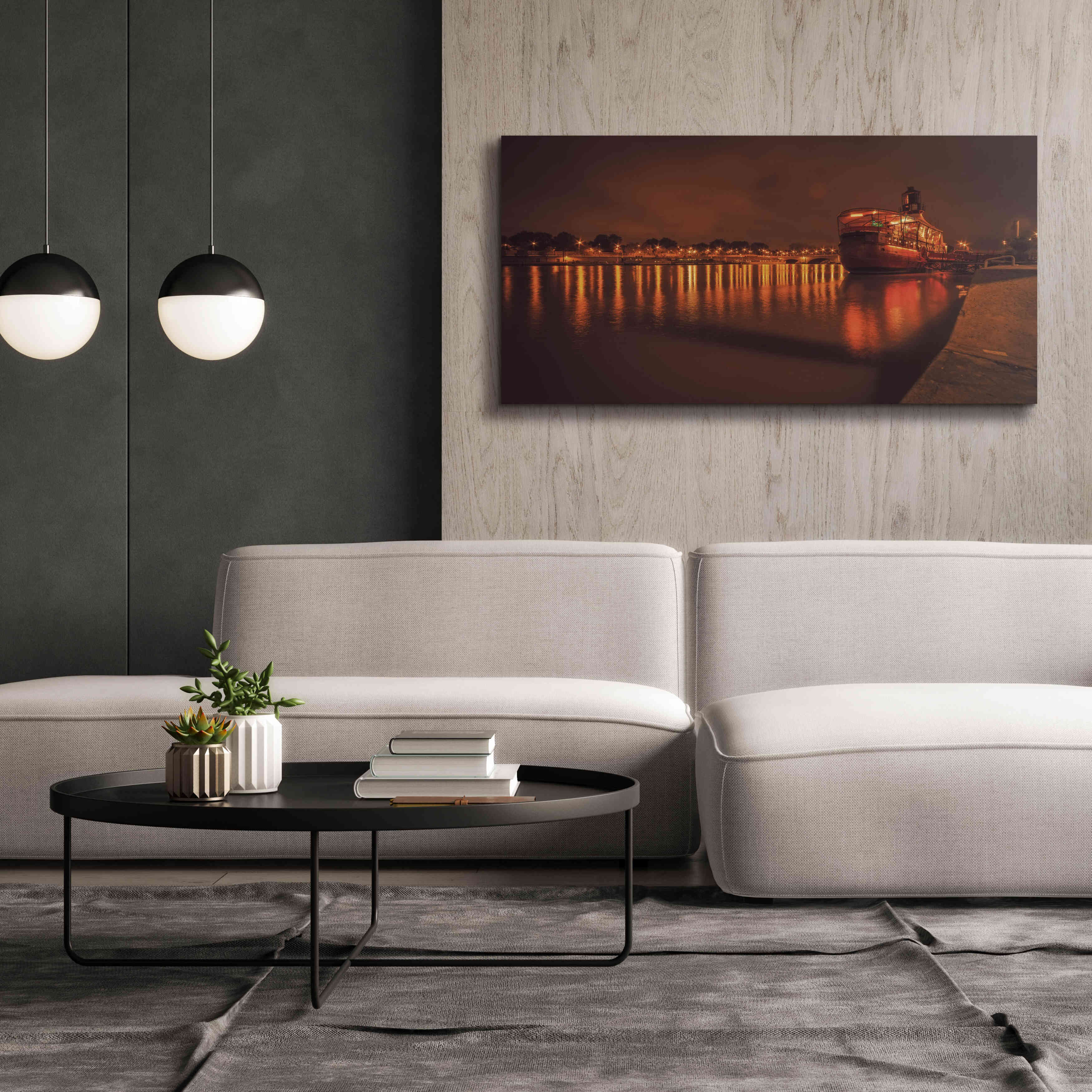 'Paris Lost Boat' by Sebastien Lory, Giclee Canvas Wall Art,60 x 30