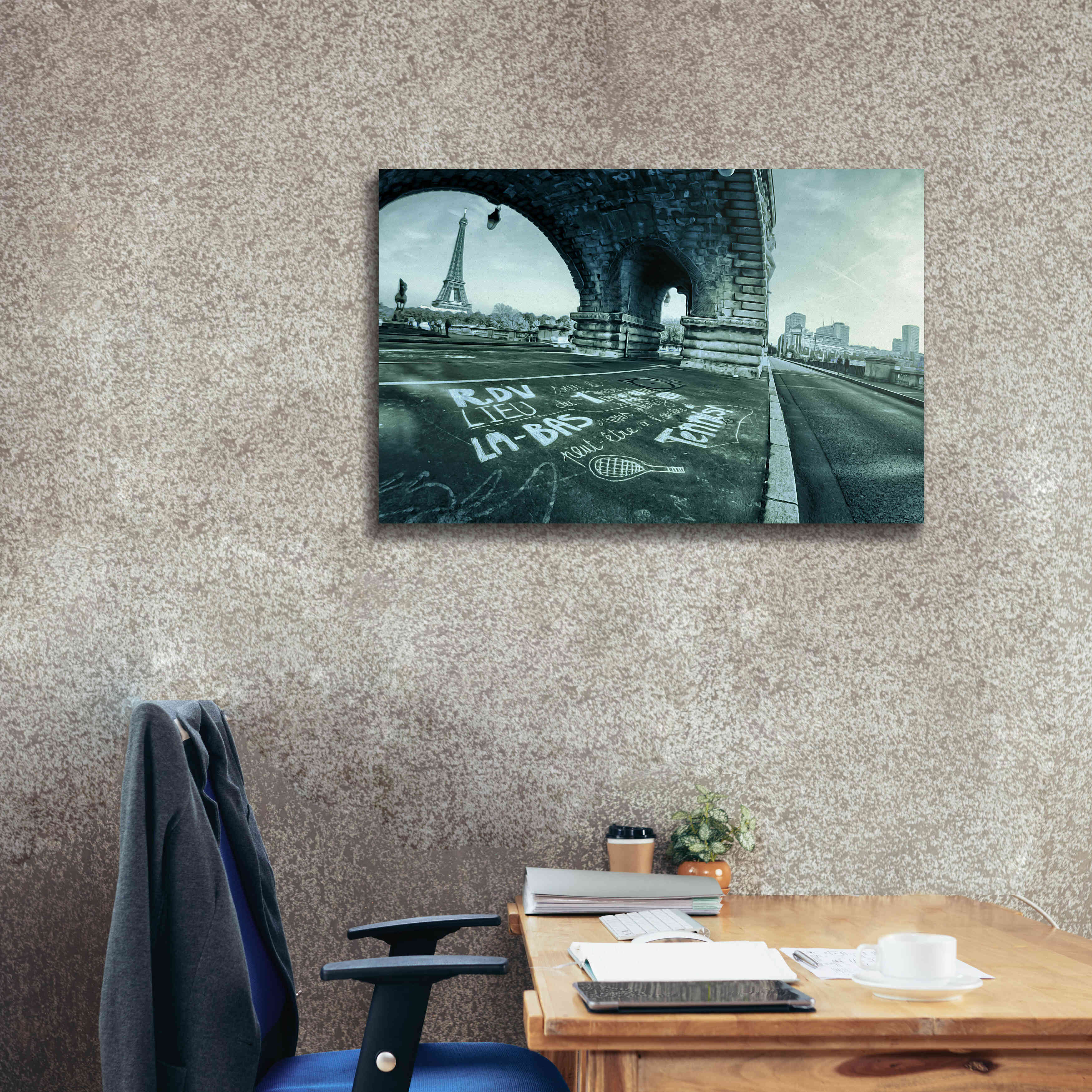 'Paris Tennis' by Sebastien Lory, Giclee Canvas Wall Art,40 x 26