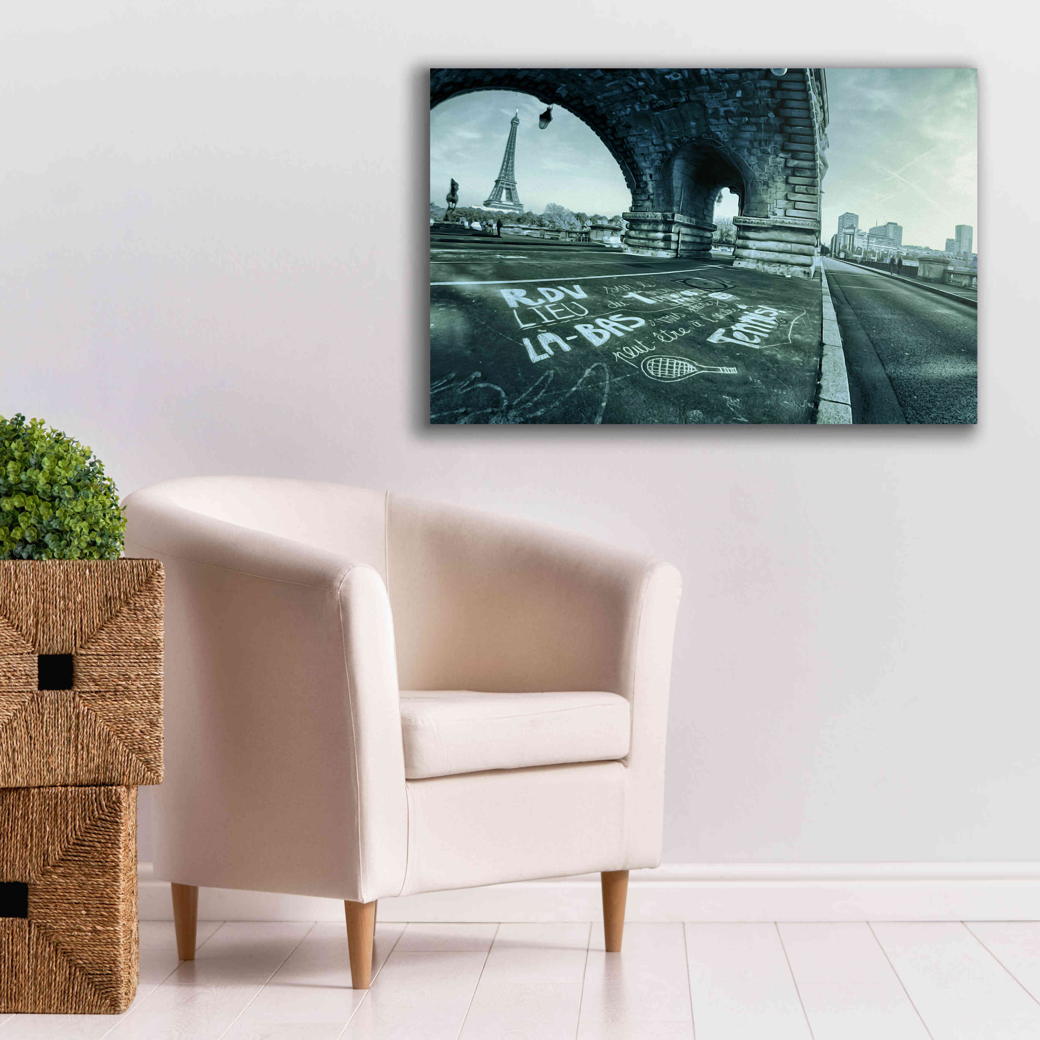 'Paris Tennis' by Sebastien Lory, Giclee Canvas Wall Art,40 x 26