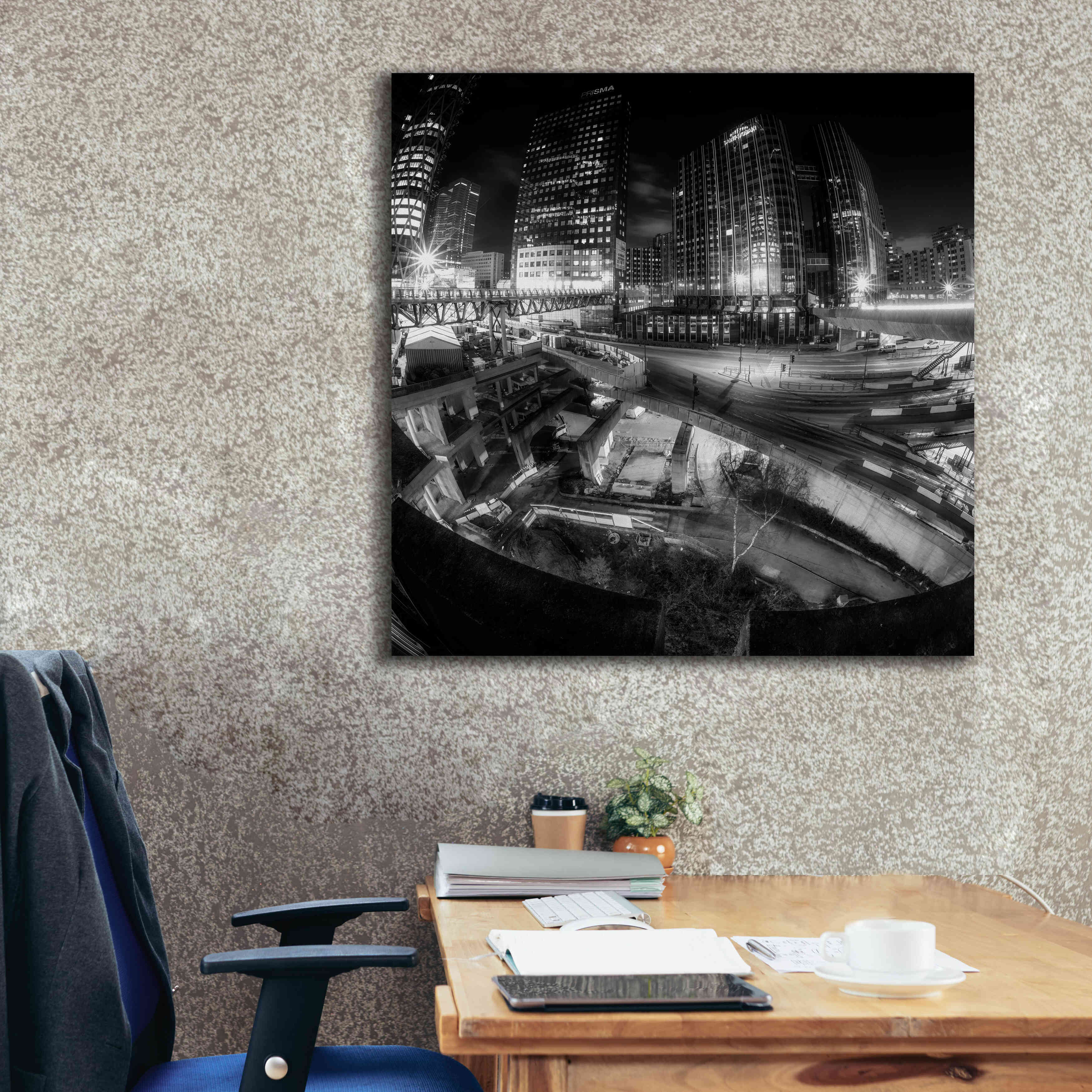 'Defense Bw' by Sebastien Lory, Giclee Canvas Wall Art,37 x 37