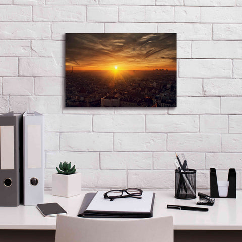 Image of 'Paris Sunset' by Sebastien Lory, Giclee Canvas Wall Art,18 x 12