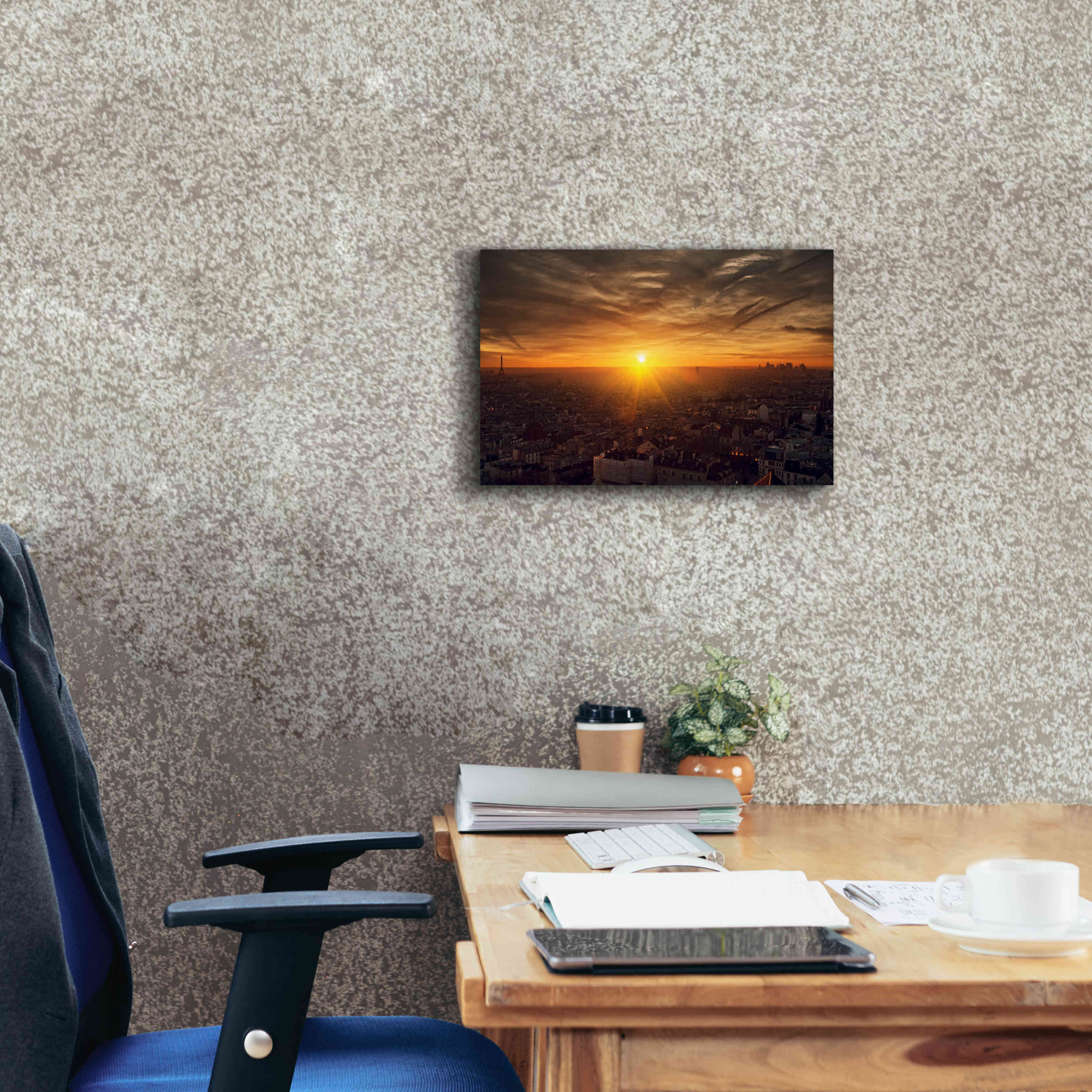 'Paris Sunset' by Sebastien Lory, Giclee Canvas Wall Art,18 x 12