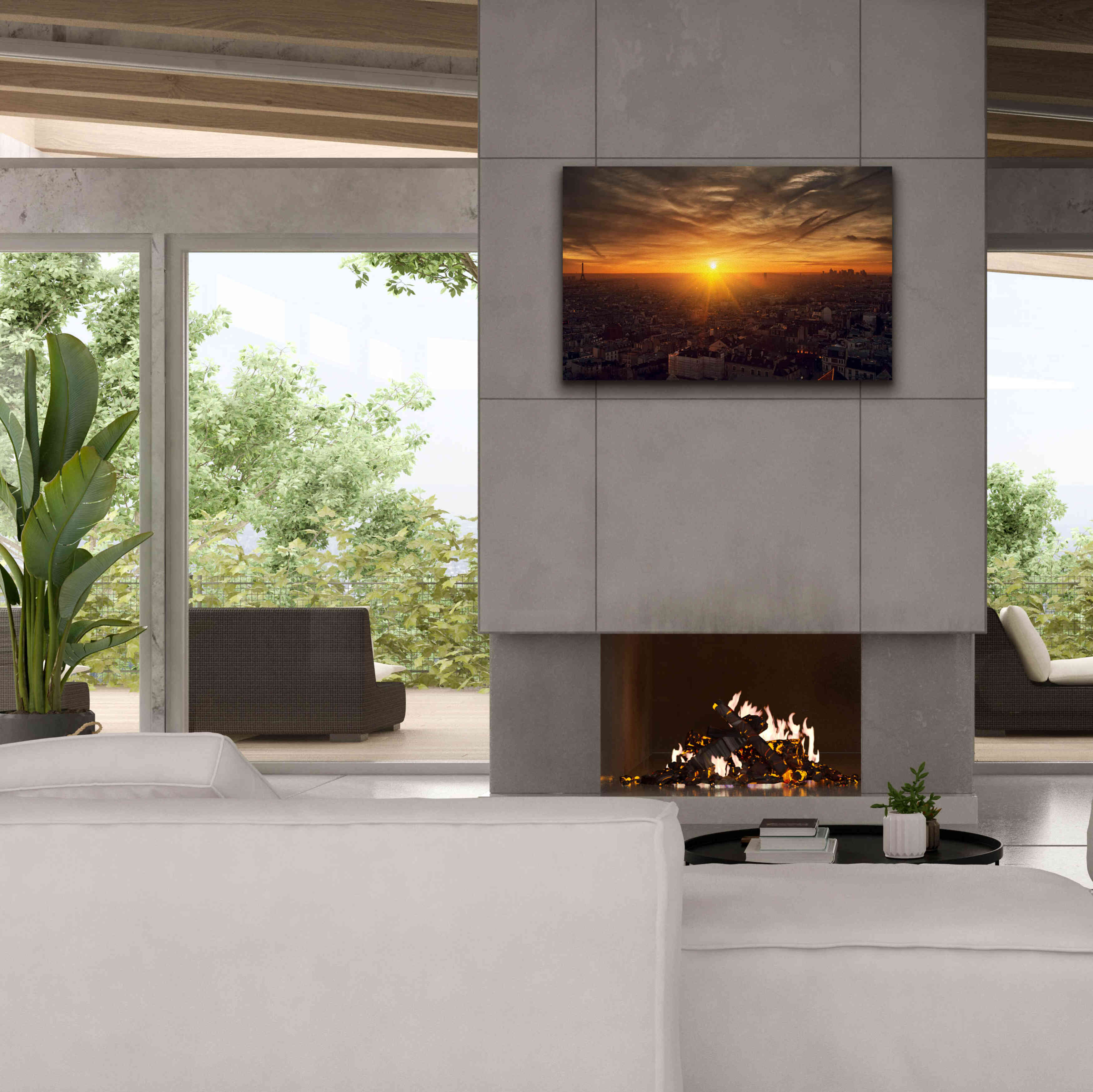'Paris Sunset' by Sebastien Lory, Giclee Canvas Wall Art,40 x 26