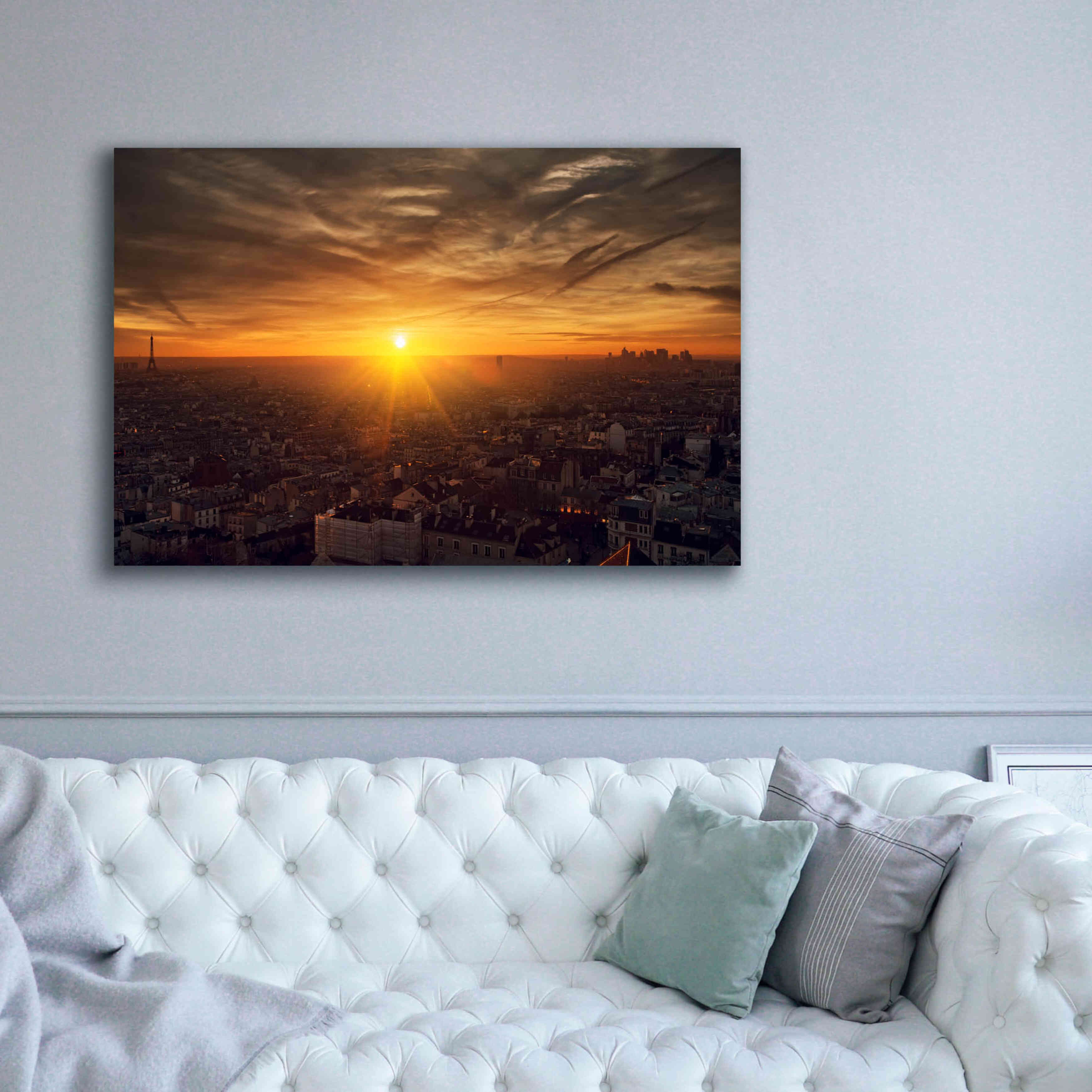 'Paris Sunset' by Sebastien Lory, Giclee Canvas Wall Art,60 x 40