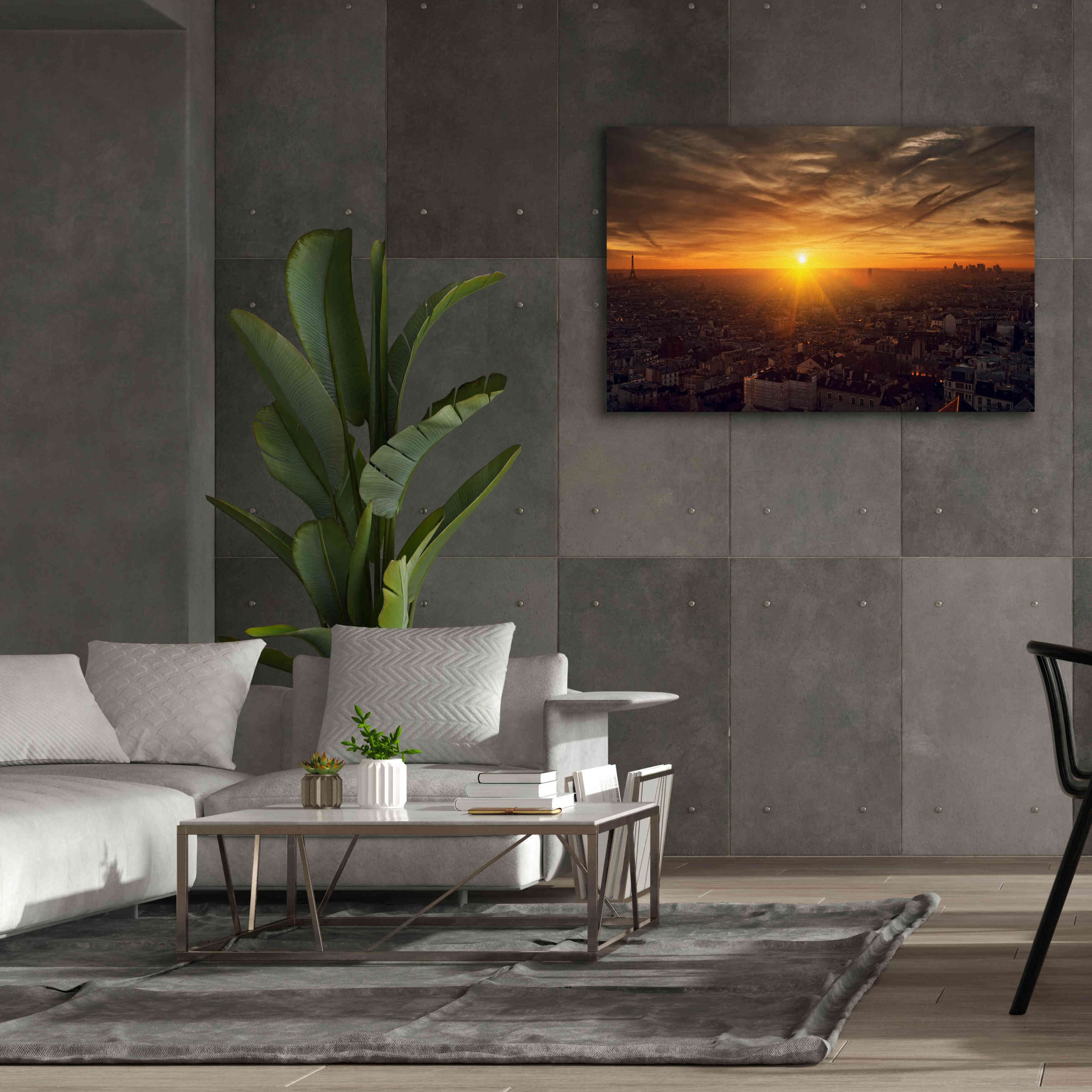 'Paris Sunset' by Sebastien Lory, Giclee Canvas Wall Art,60 x 40