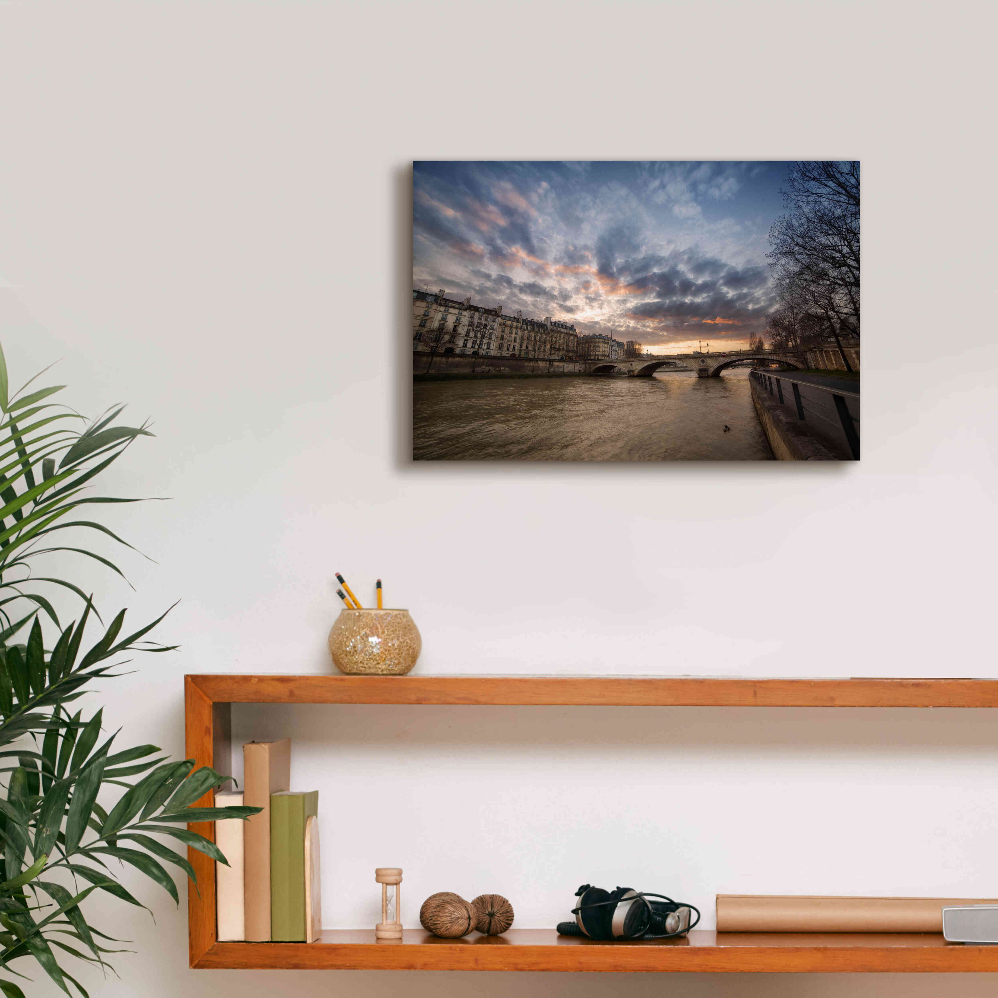 'Paris, End Of A Day' by Sebastien Lory, Giclee Canvas Wall Art,18 x 12
