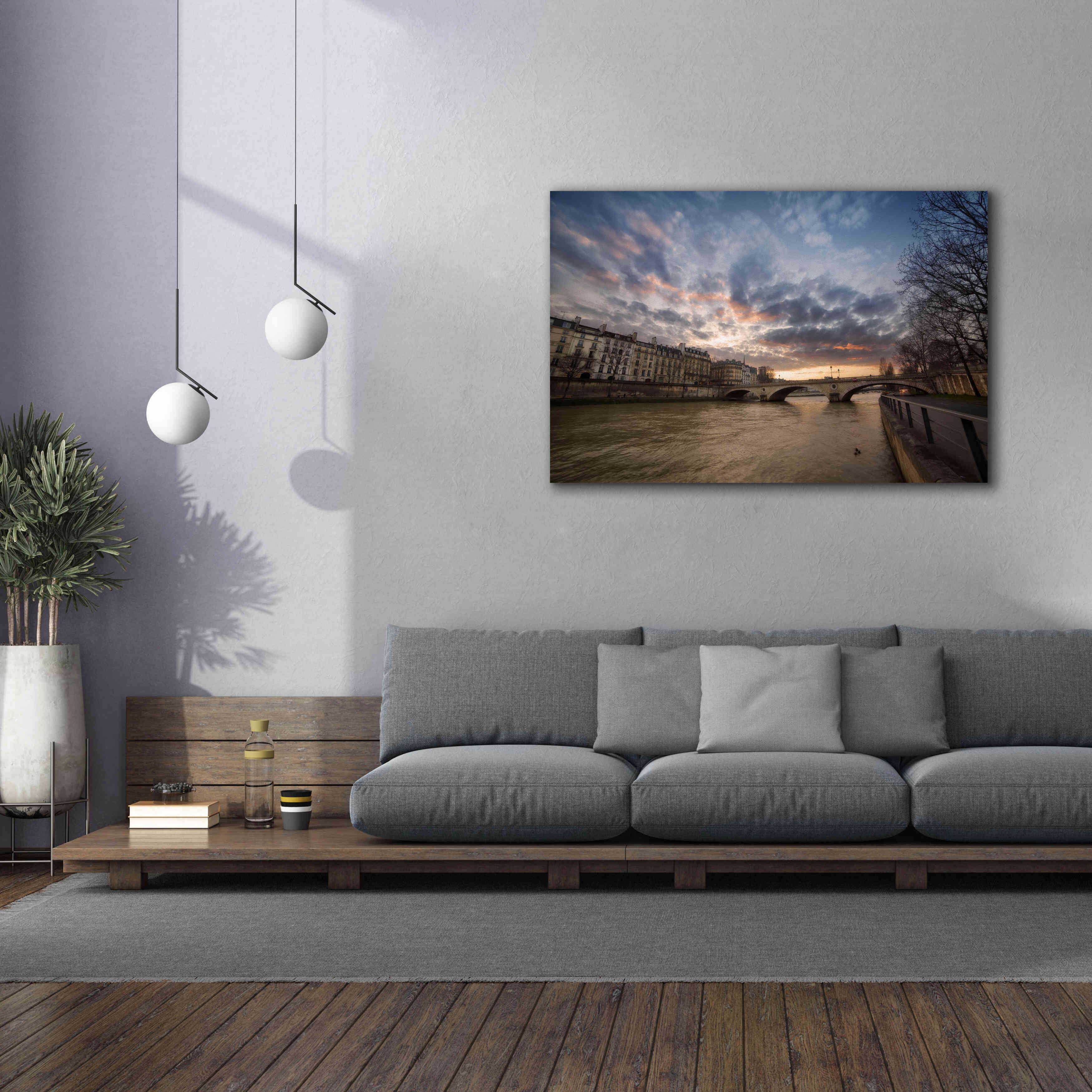 'Paris, End Of A Day' by Sebastien Lory, Giclee Canvas Wall Art,60 x 40
