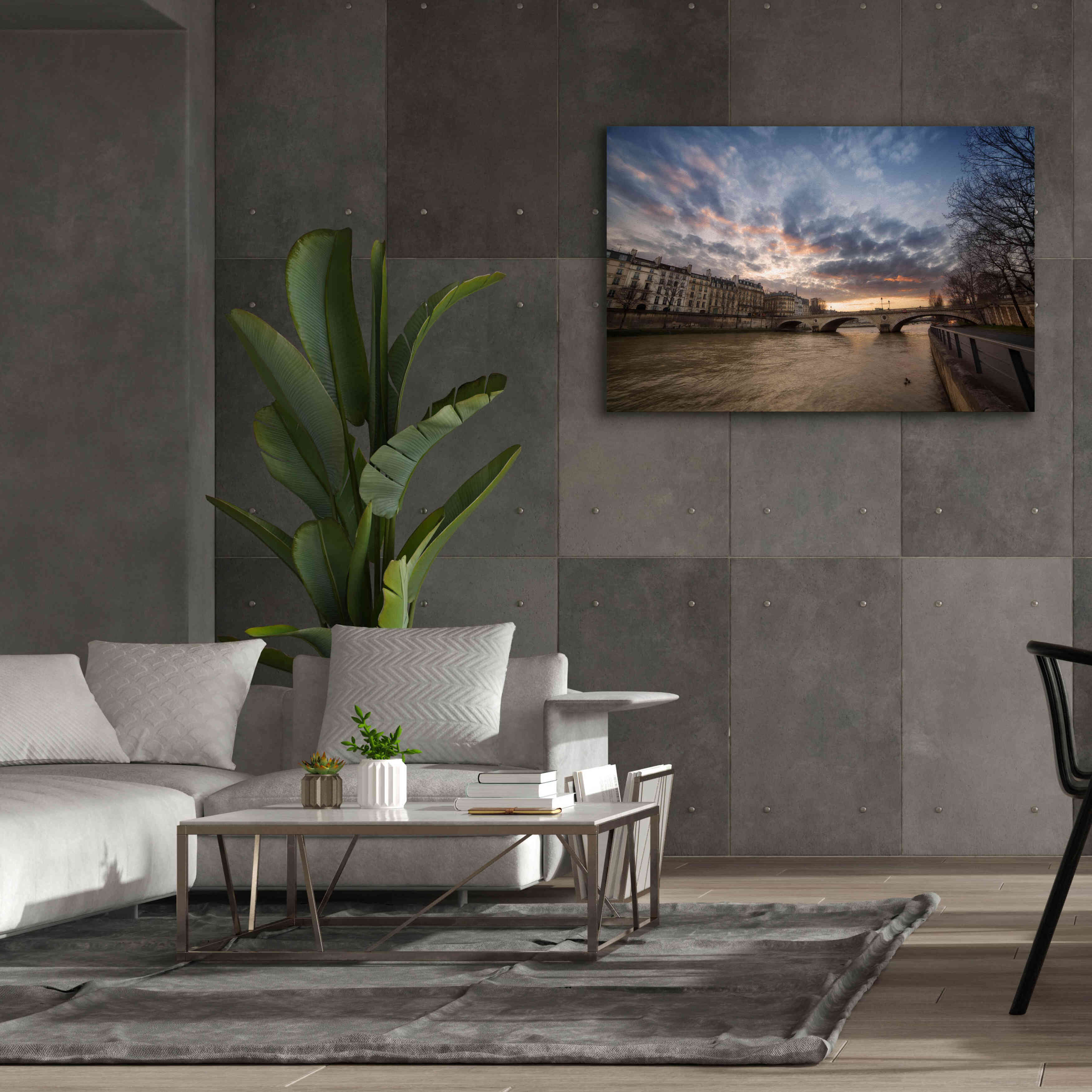 'Paris, End Of A Day' by Sebastien Lory, Giclee Canvas Wall Art,60 x 40