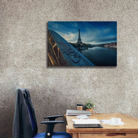 Image of 'Blue Eiffel Tower' by Sebastien Lory, Giclee Canvas Wall Art,40 x 26