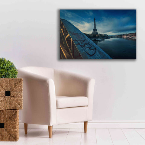 Image of 'Blue Eiffel Tower' by Sebastien Lory, Giclee Canvas Wall Art,40 x 26