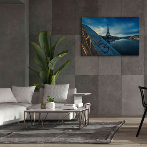 Image of 'Blue Eiffel Tower' by Sebastien Lory, Giclee Canvas Wall Art,60 x 40