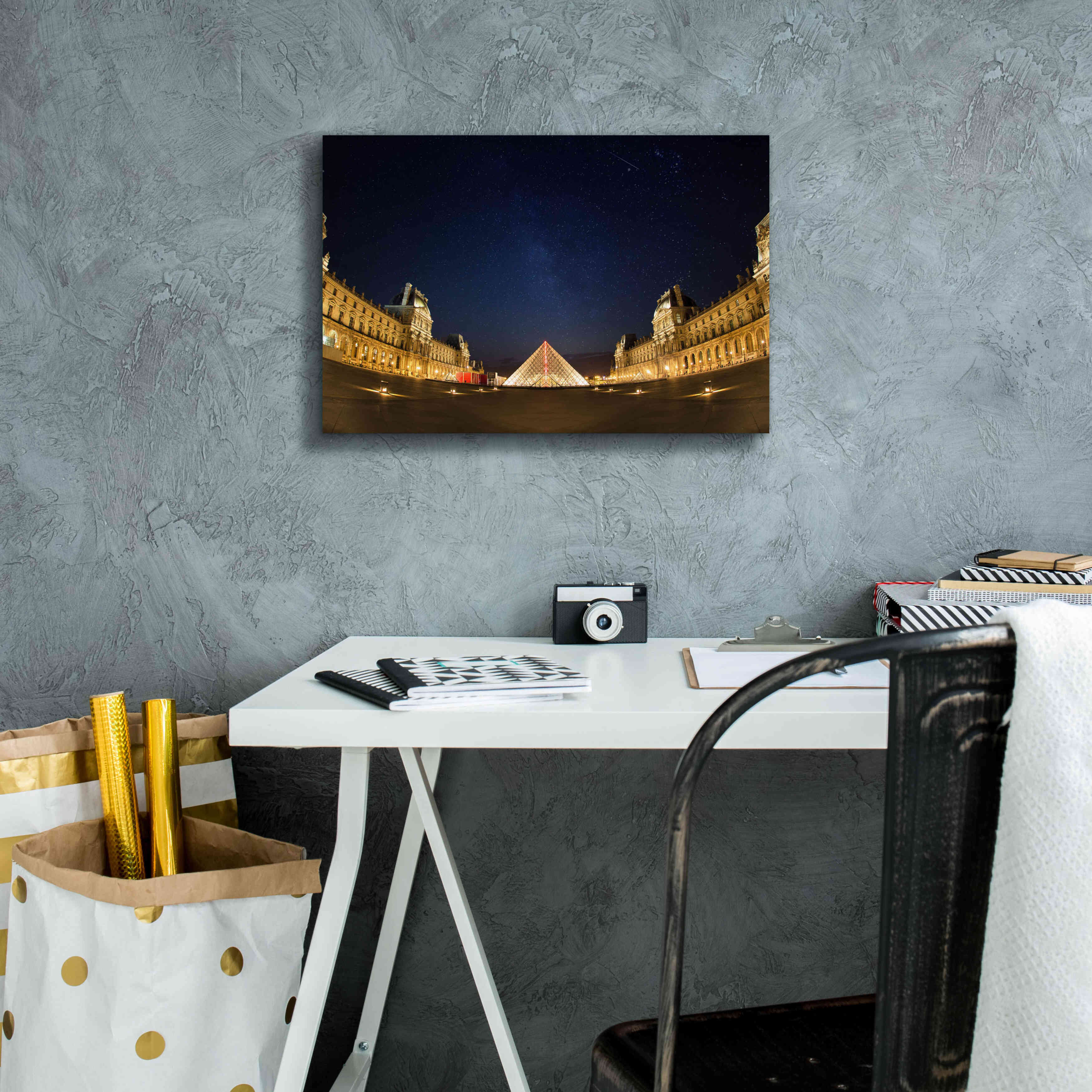 'Lourve Museum Nights' by Sebastien Lory, Giclee Canvas Wall Art,18 x 12