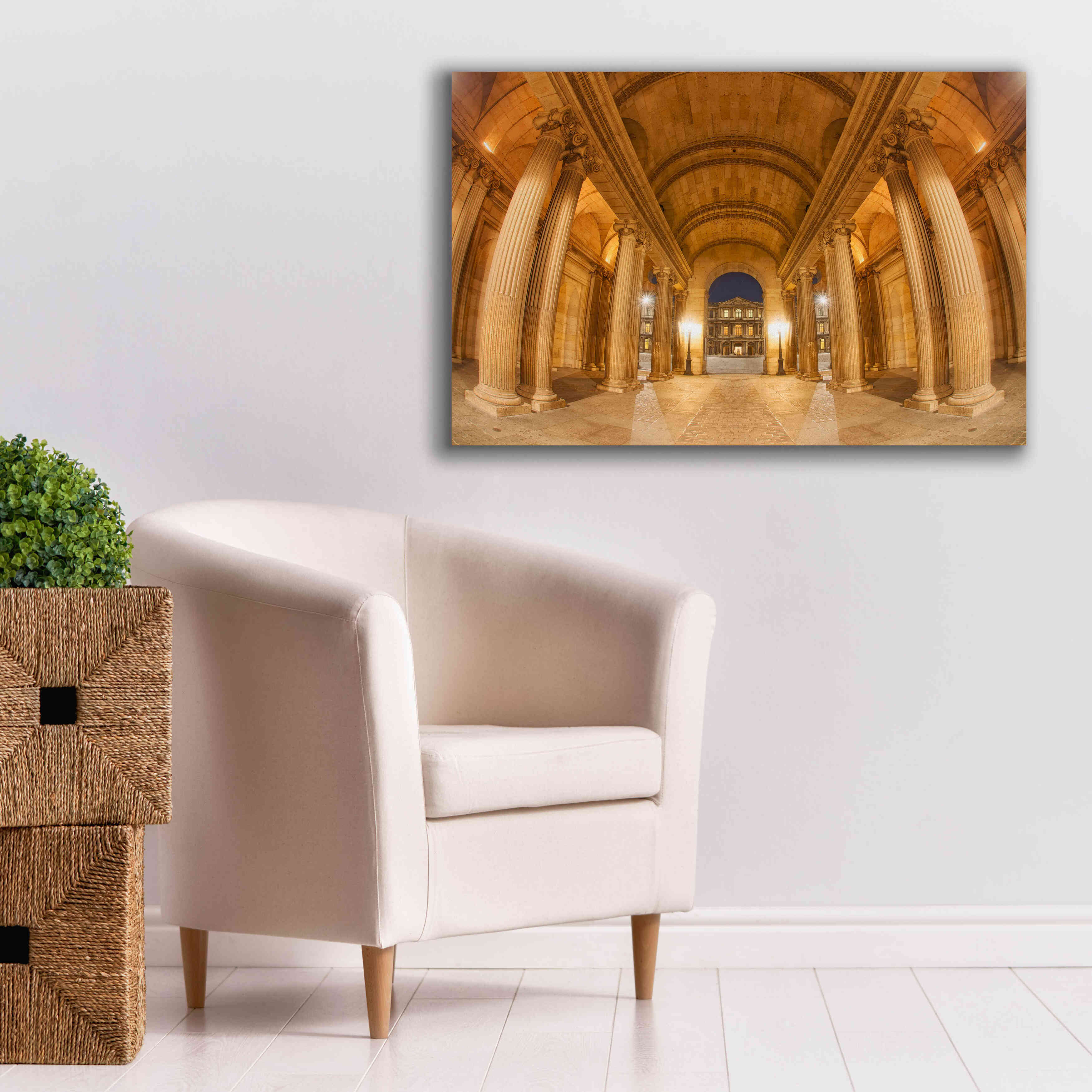'Golden Columns' by Sebastien Lory, Giclee Canvas Wall Art,40 x 26