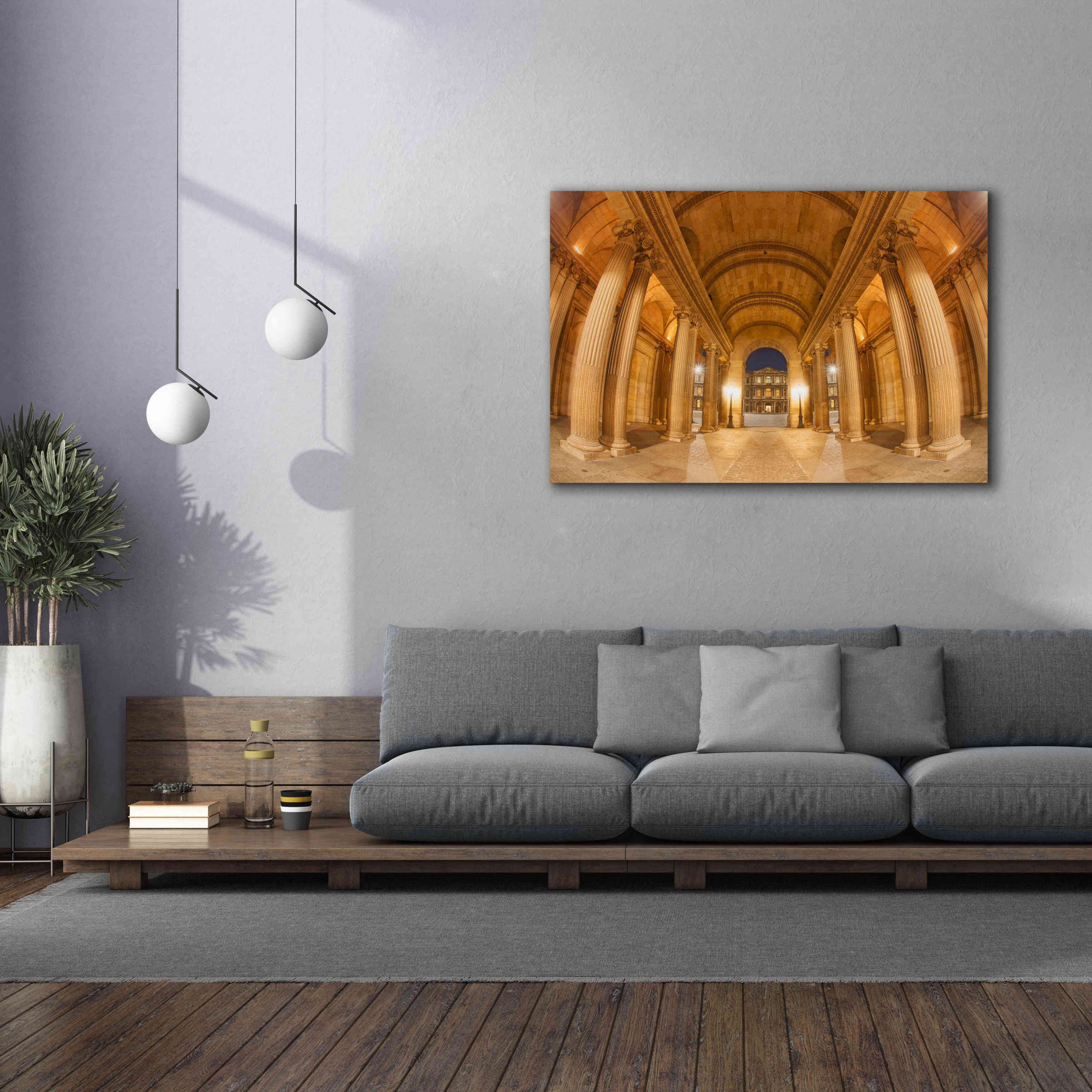 'Golden Columns' by Sebastien Lory, Giclee Canvas Wall Art,60 x 40