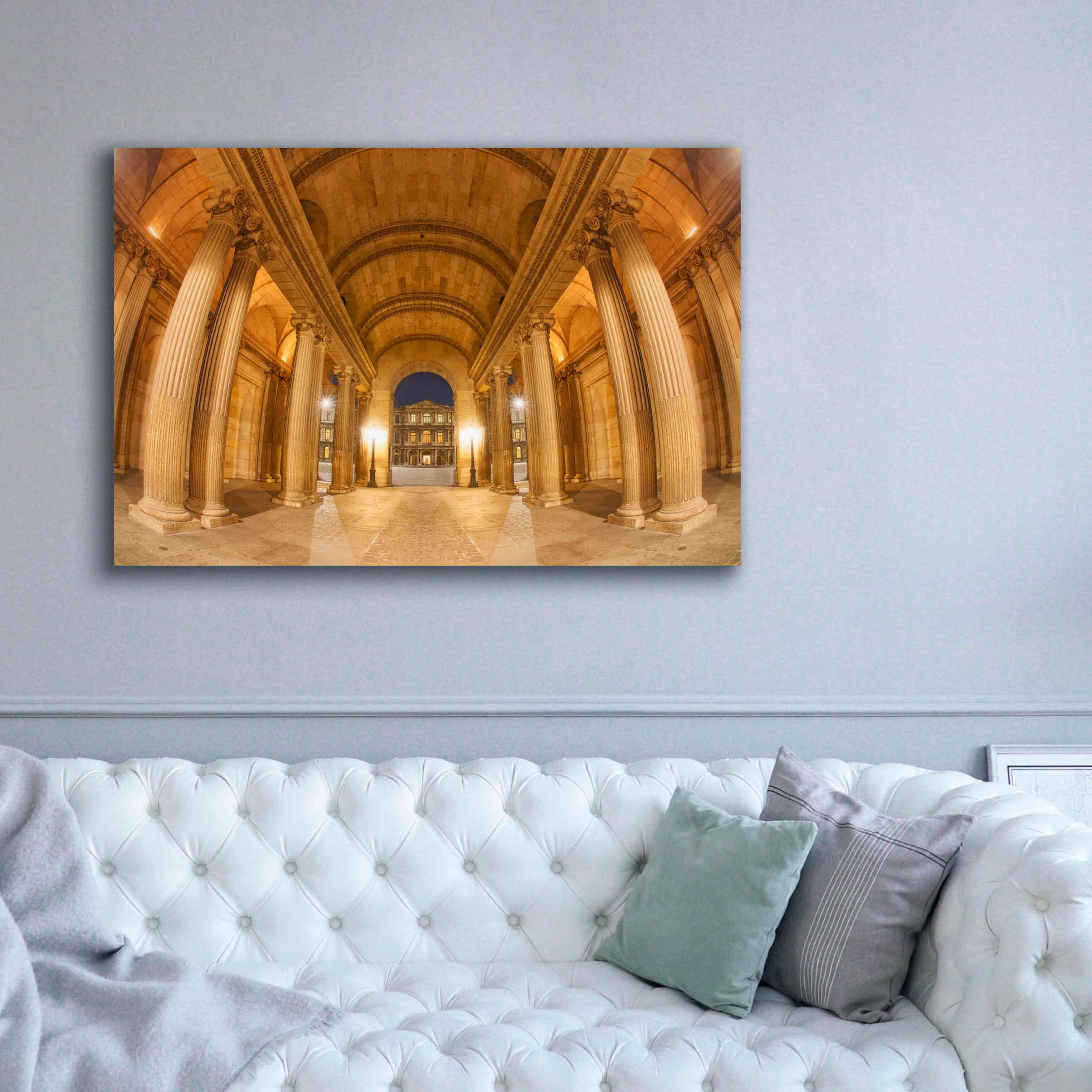 'Golden Columns' by Sebastien Lory, Giclee Canvas Wall Art,60 x 40