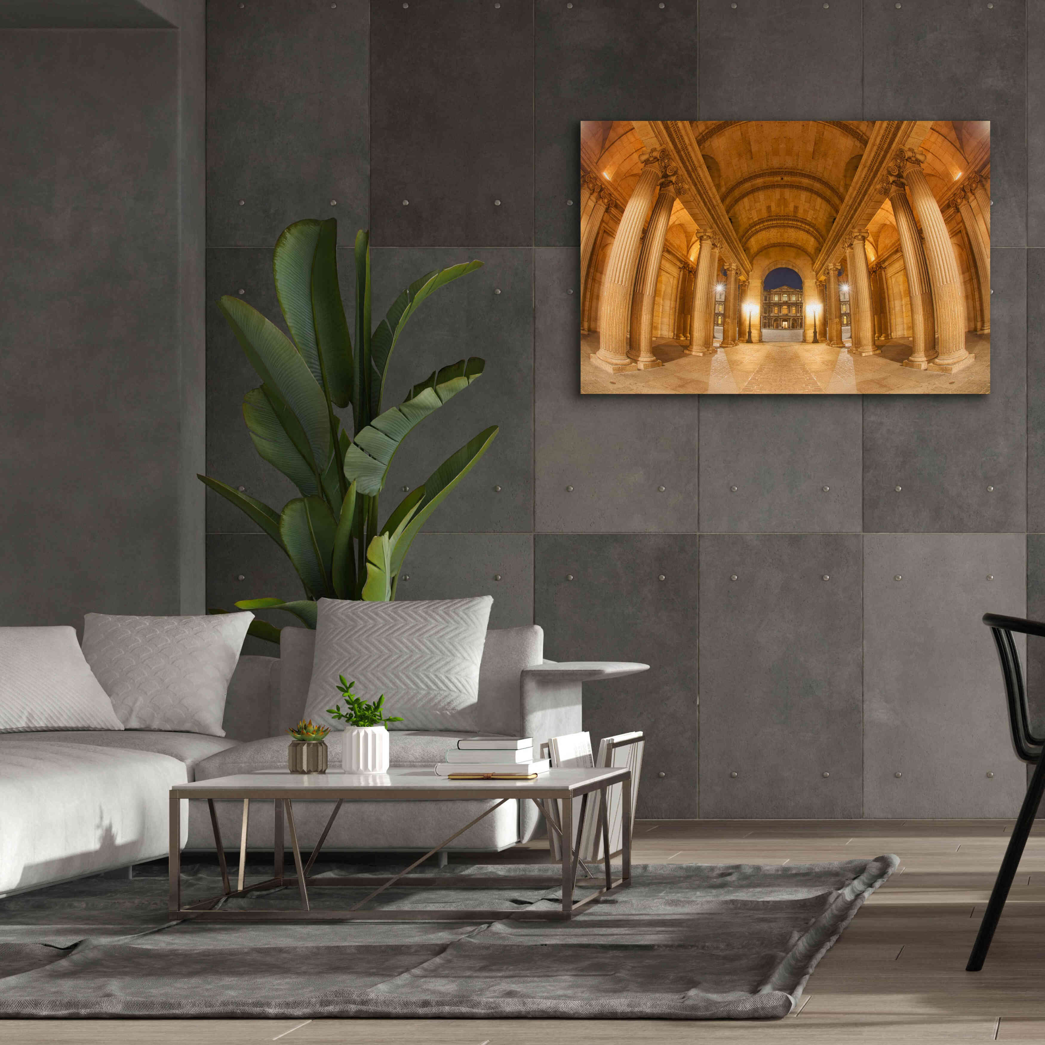 'Golden Columns' by Sebastien Lory, Giclee Canvas Wall Art,60 x 40