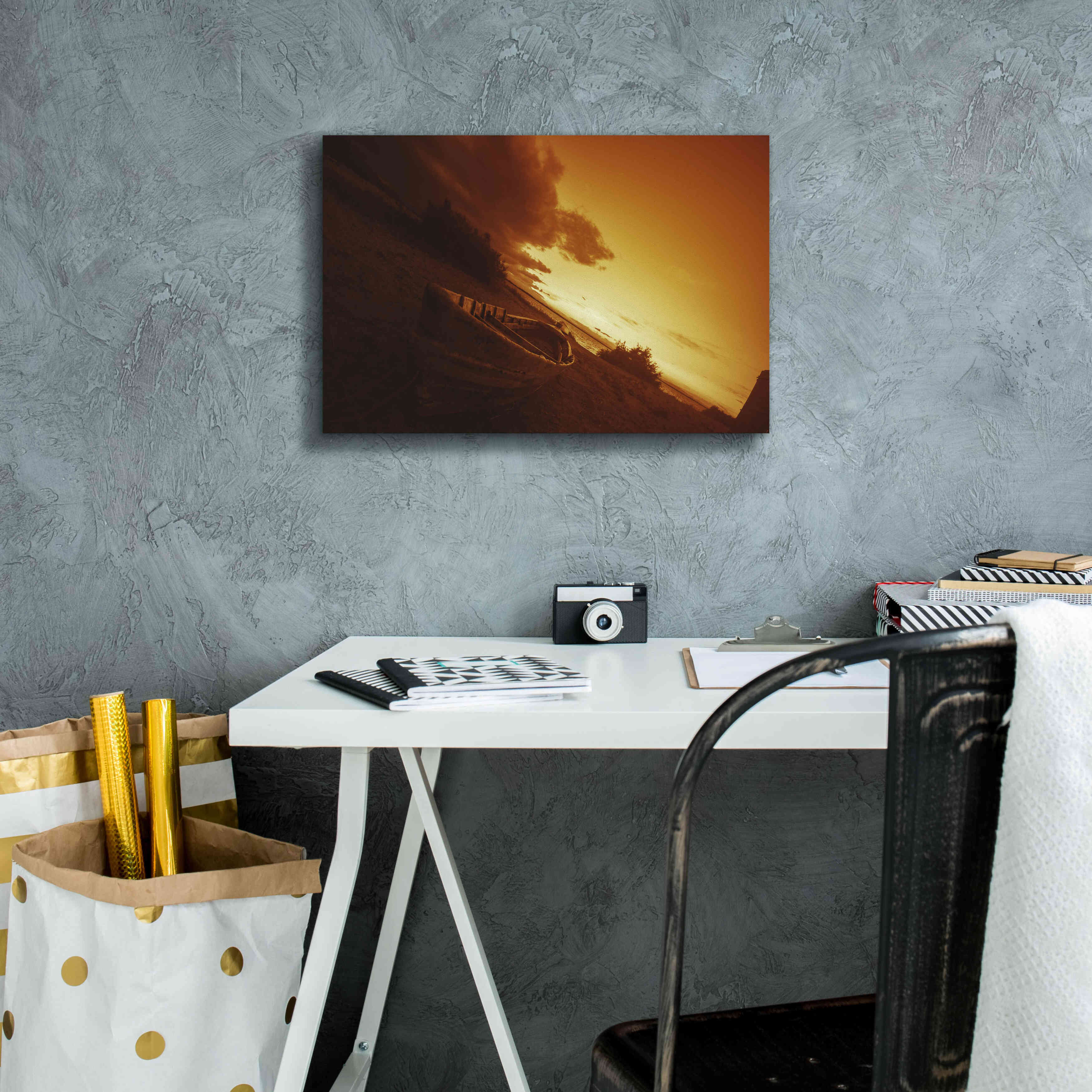 'Golden Sunset by the Lake' by Sebastien Lory, Giclee Canvas Wall Art,18 x 12