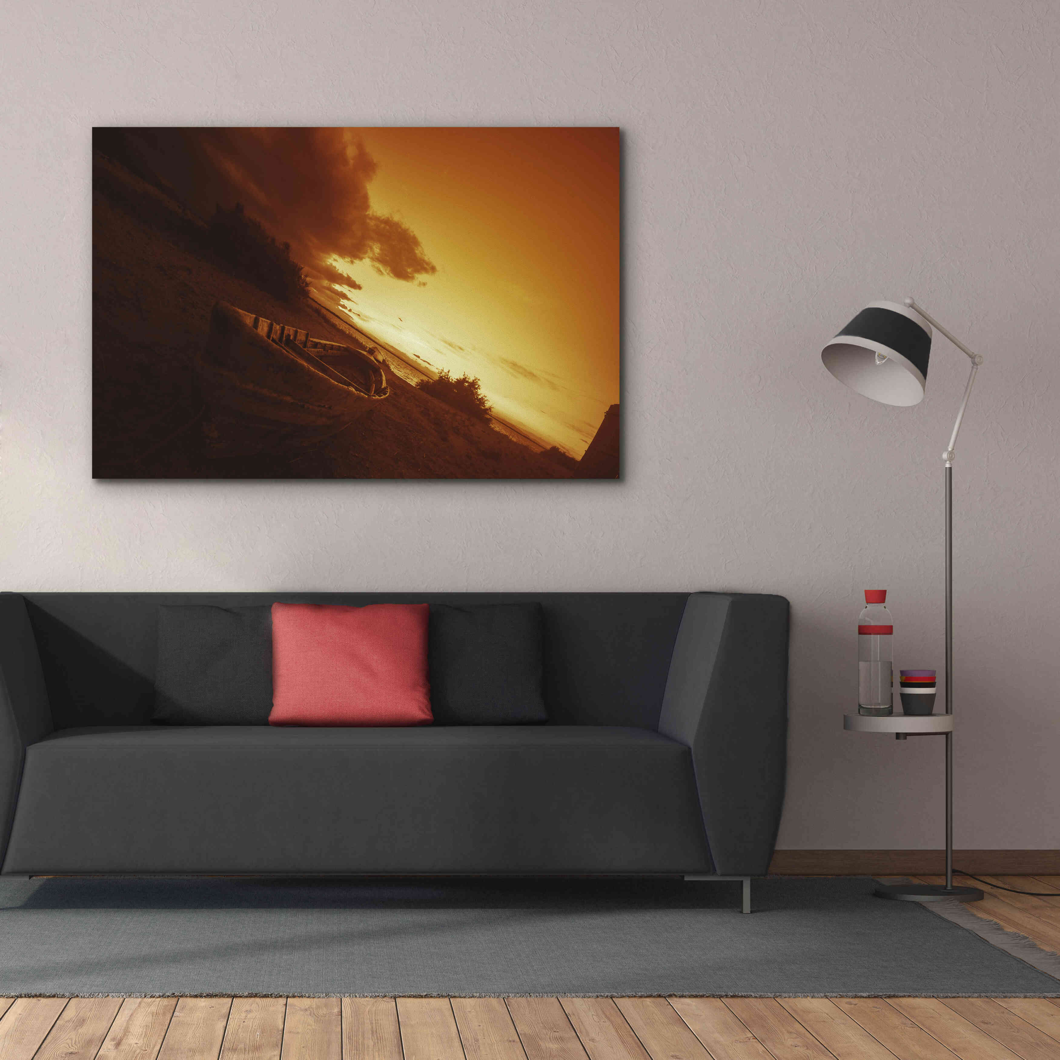 'Golden Sunset by the Lake' by Sebastien Lory, Giclee Canvas Wall Art,60 x 40