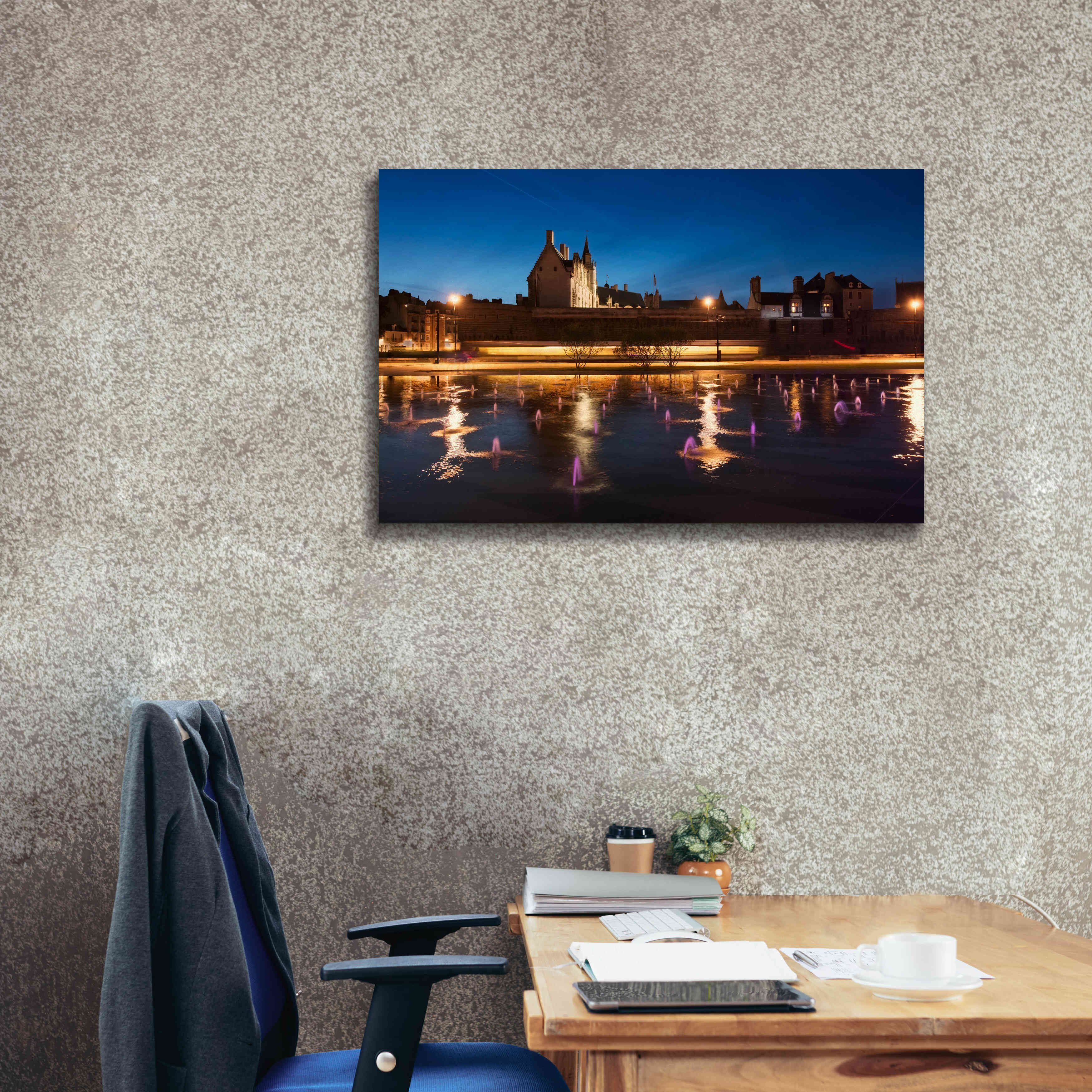 'Castle Reflections' by Sebastien Lory, Giclee Canvas Wall Art,40 x 26