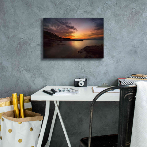 Image of 'Fiery Sunset' by Sebastien Lory, Giclee Canvas Wall Art,18 x 12