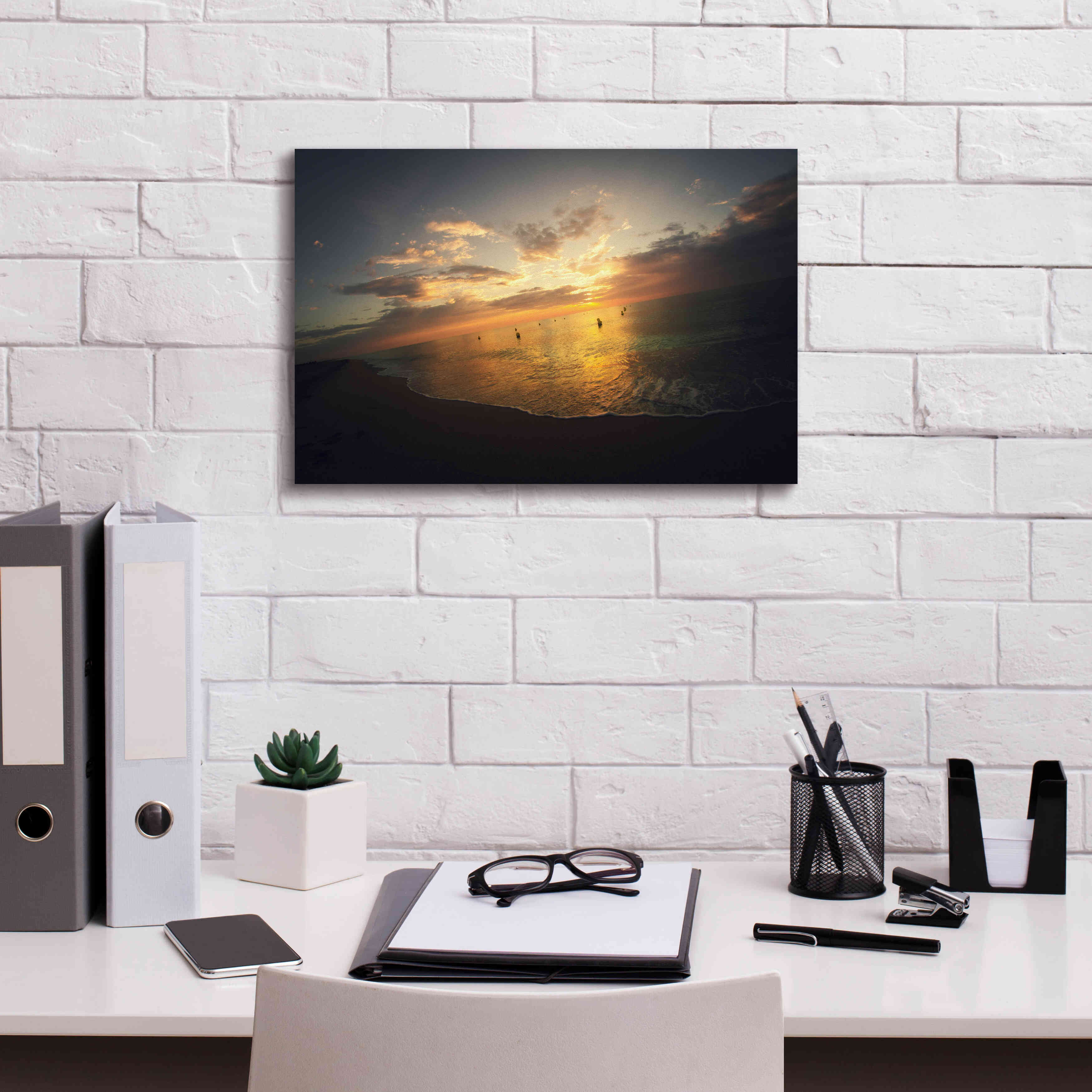 'Fiery Ocean' by Sebastien Lory, Giclee Canvas Wall Art,18 x 12
