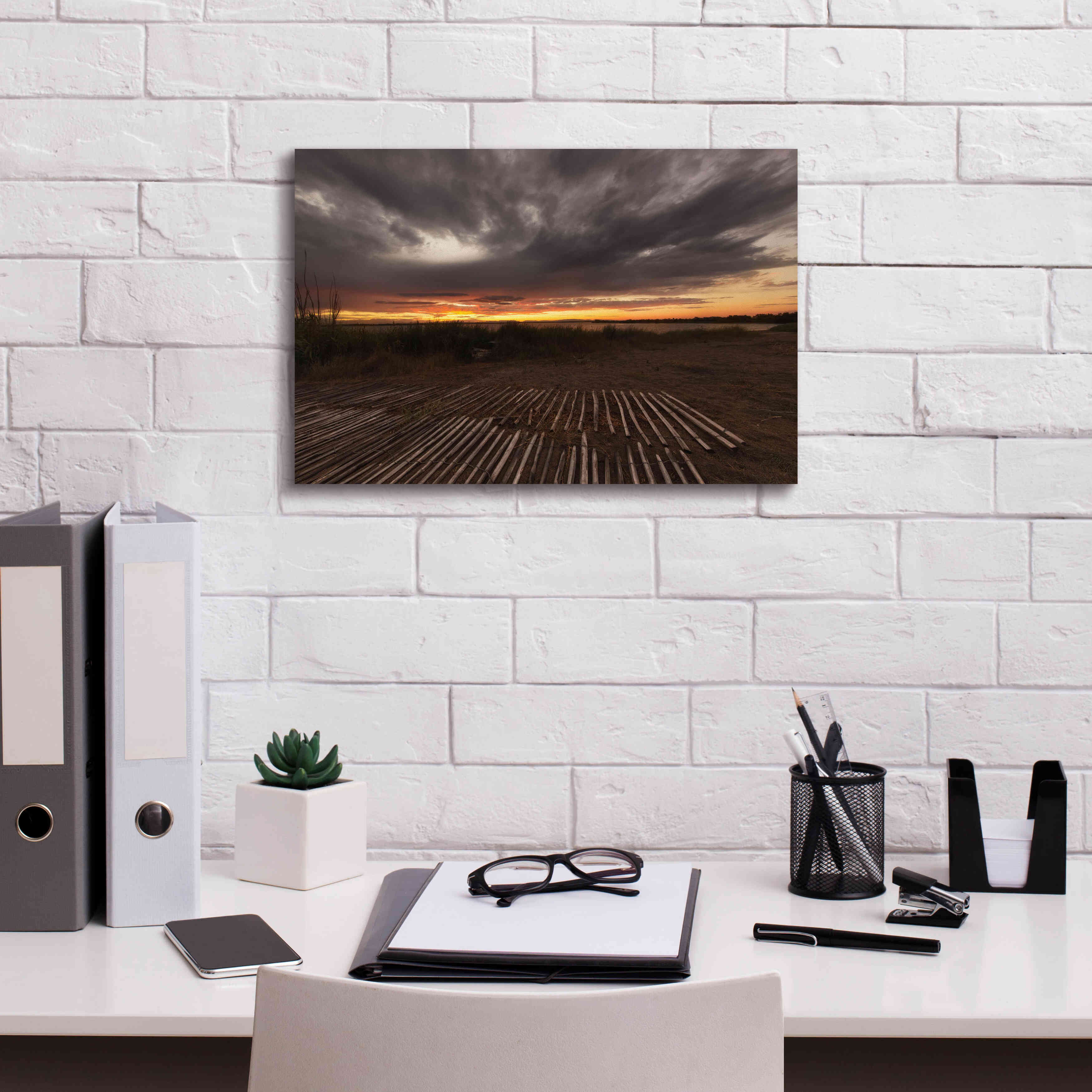'Stormy Sunset' by Sebastien Lory, Giclee Canvas Wall Art,18 x 12