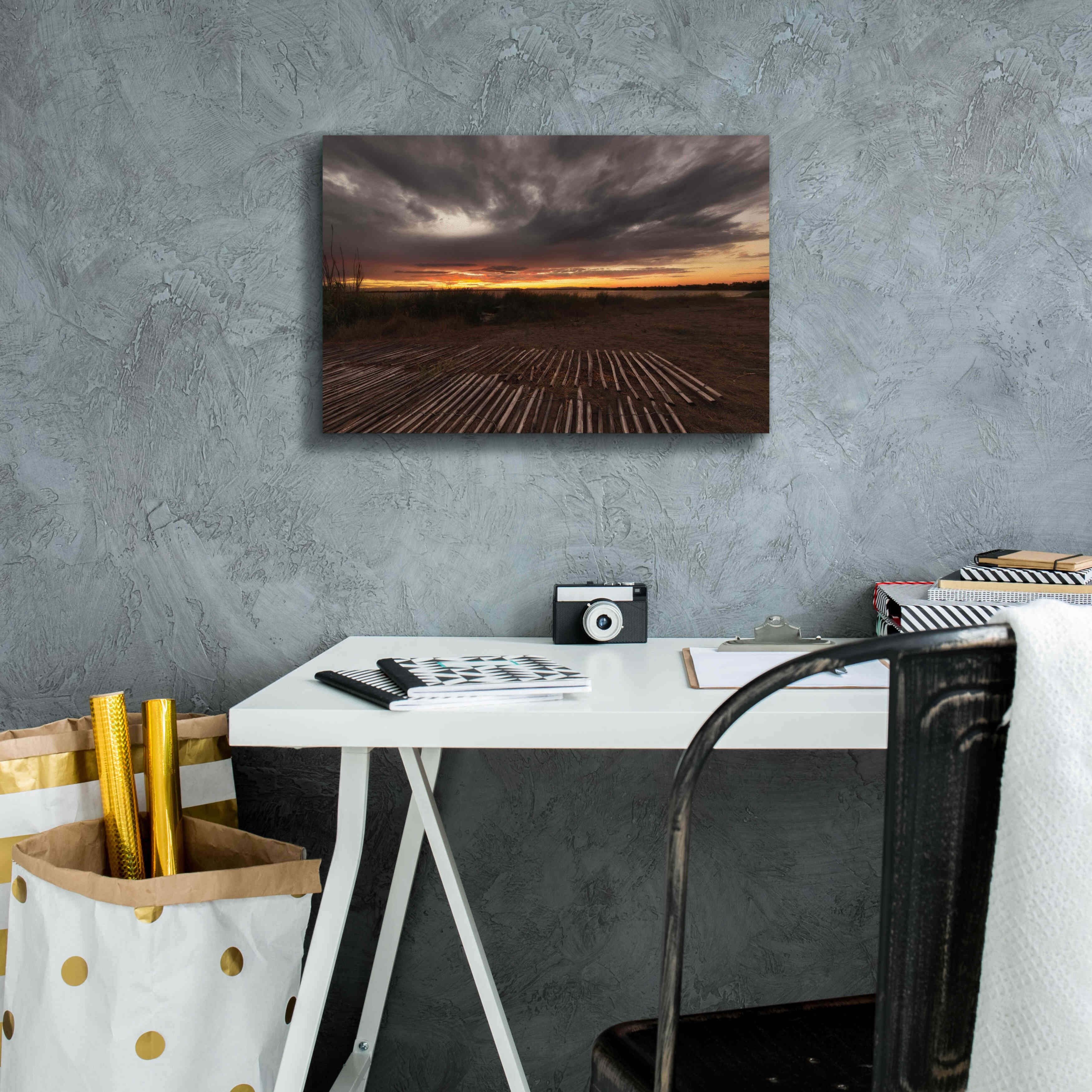 'Stormy Sunset' by Sebastien Lory, Giclee Canvas Wall Art,18 x 12