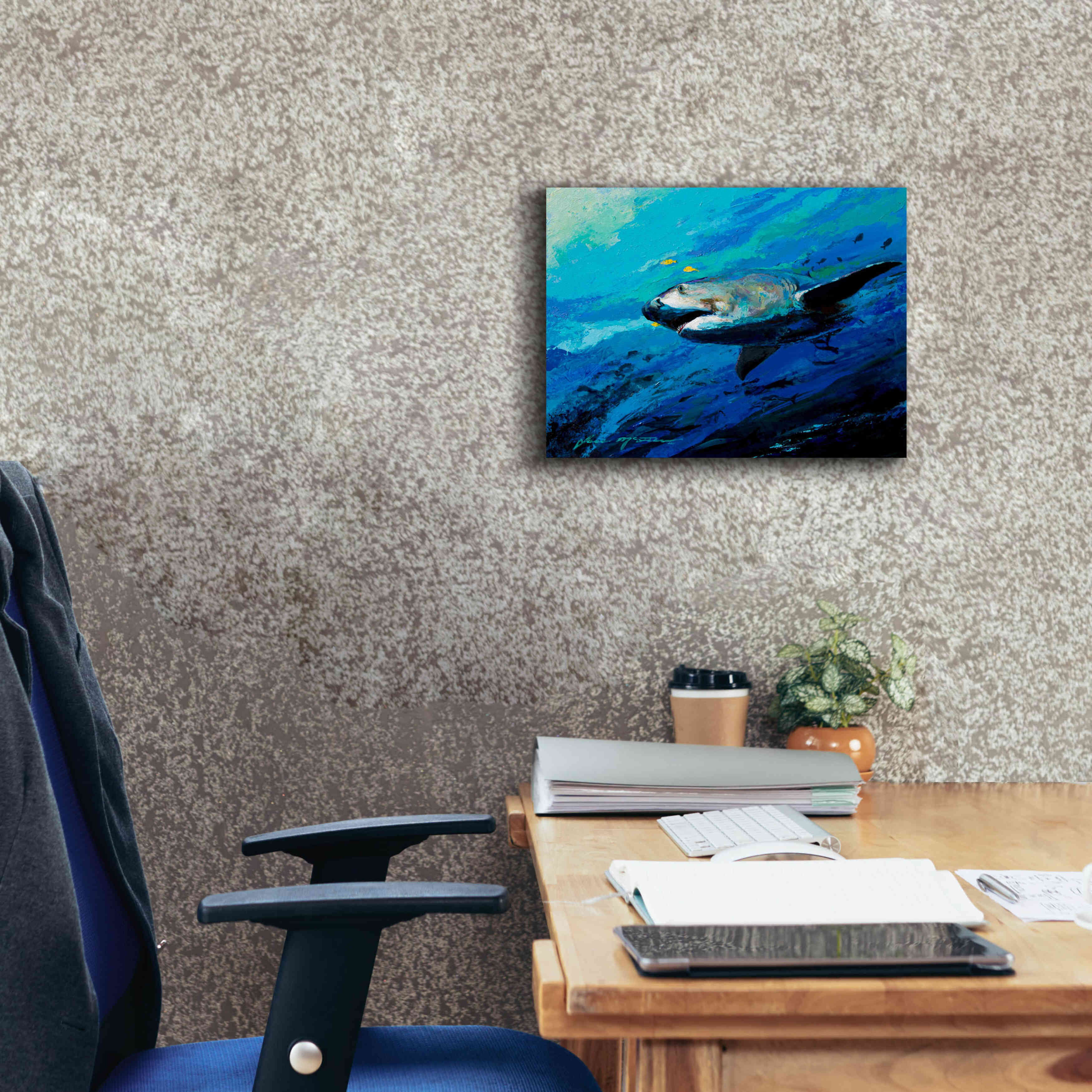 'The Mighty Bull Shark' by Jace D McTier, Giclee Canvas Wall Art,16 x 12