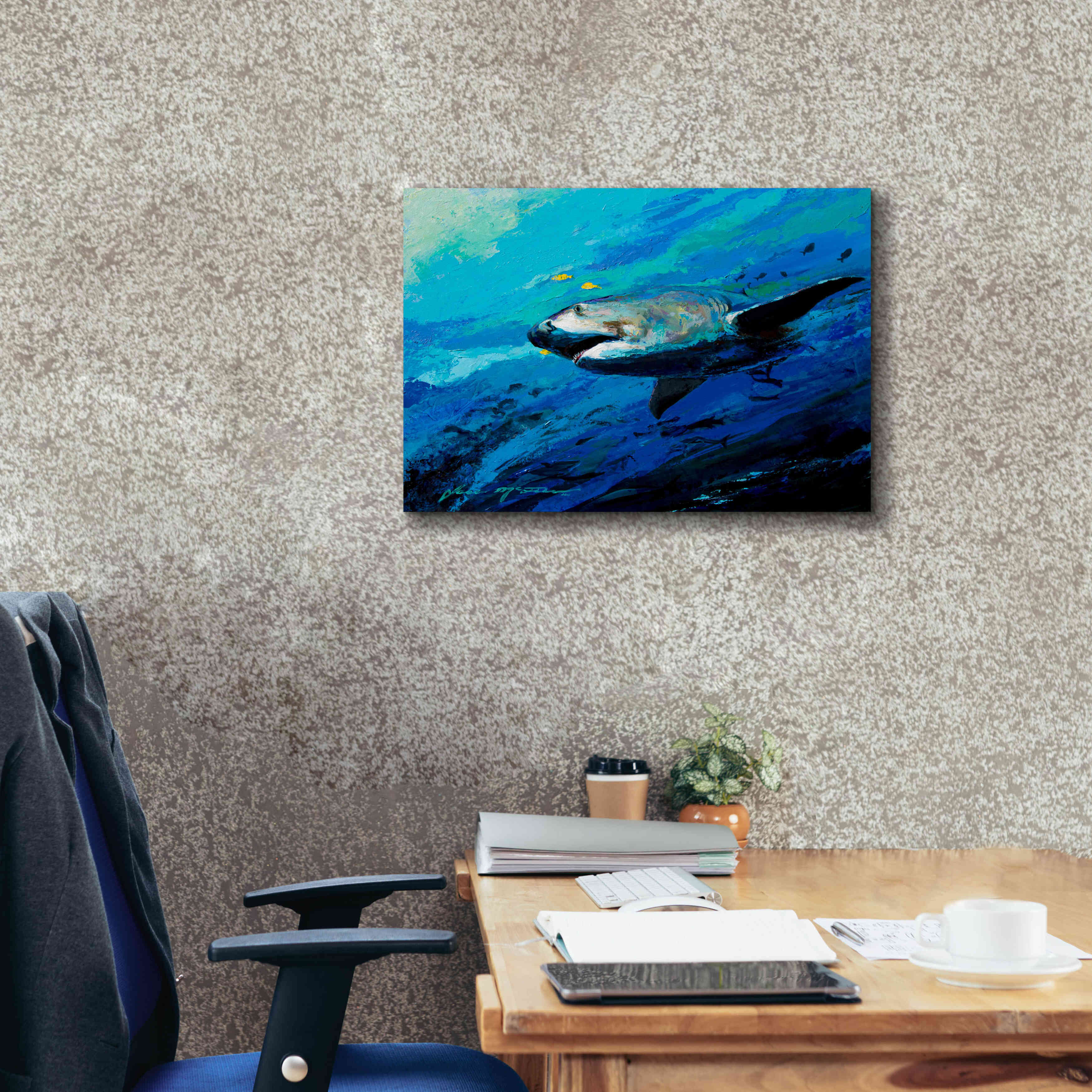 'The Mighty Bull Shark' by Jace D McTier, Giclee Canvas Wall Art,24 x 20