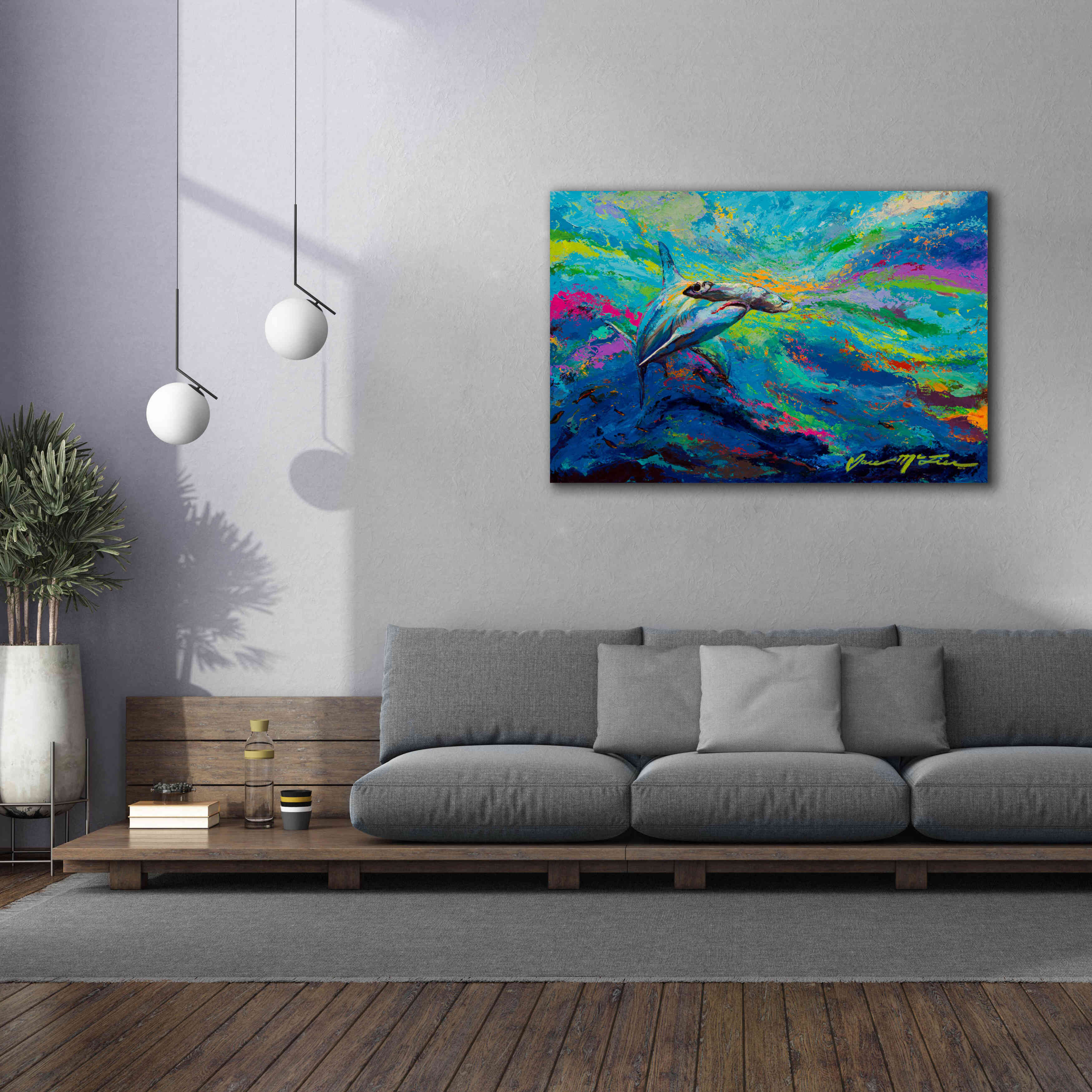 'After Dinner Swim Hammer Head Shark' by Jace D McTier, Giclee Canvas Wall Art,60 x 40