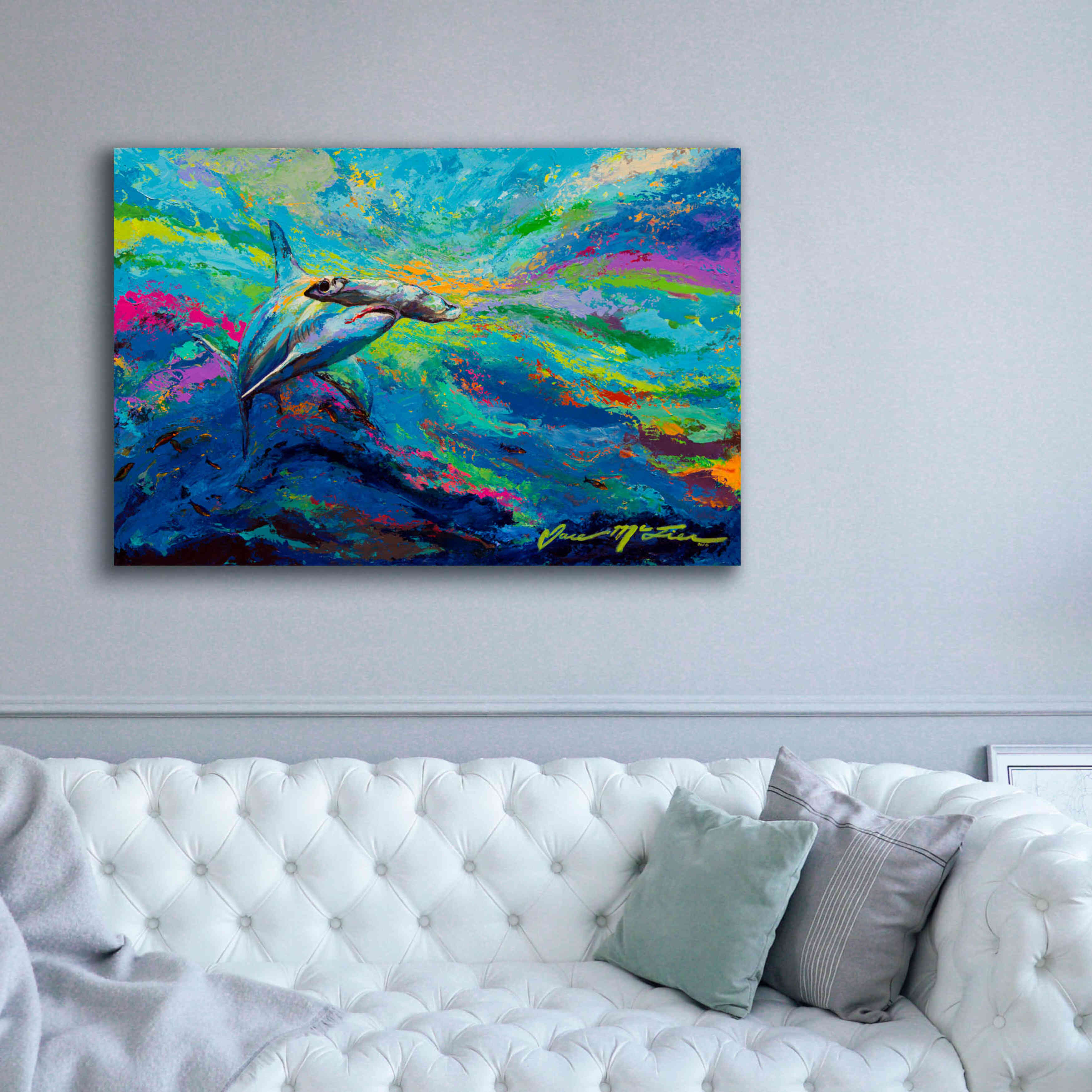 'After Dinner Swim Hammer Head Shark' by Jace D McTier, Giclee Canvas Wall Art,60 x 40