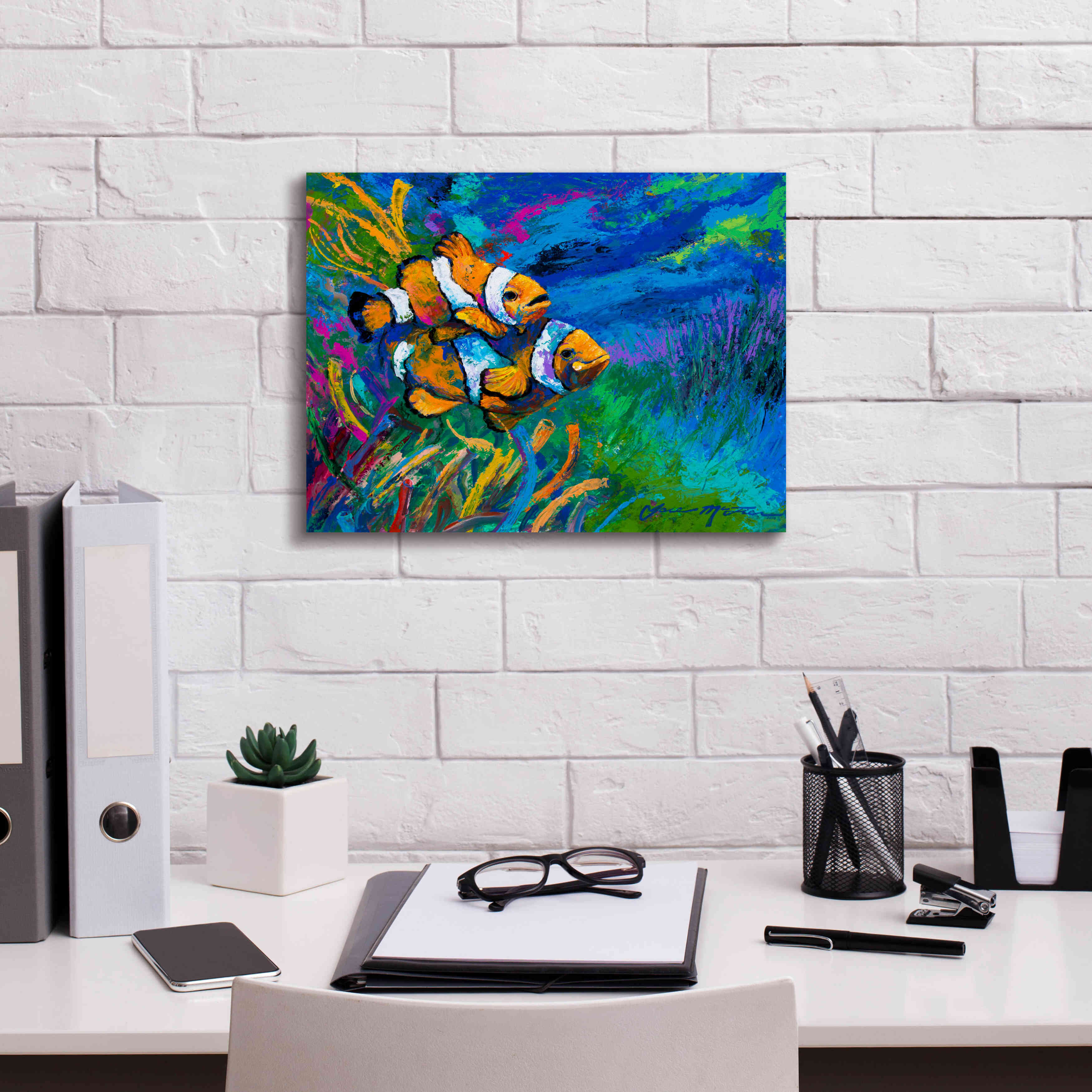 'The First Date Smiling Clownfish' by Jace D McTier, Giclee Canvas Wall Art,16 x 12