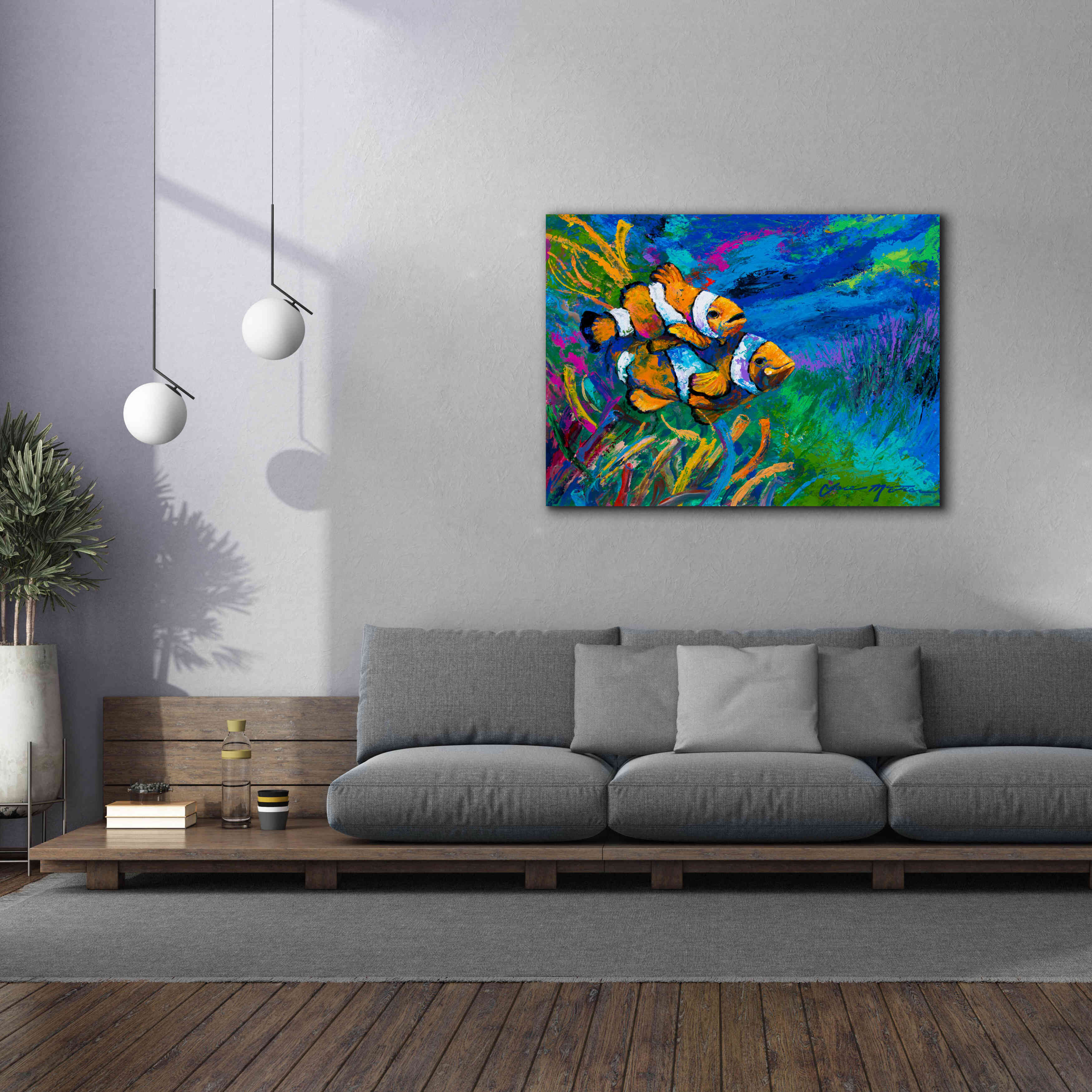 'The First Date Smiling Clownfish' by Jace D McTier, Giclee Canvas Wall Art,54 x 40