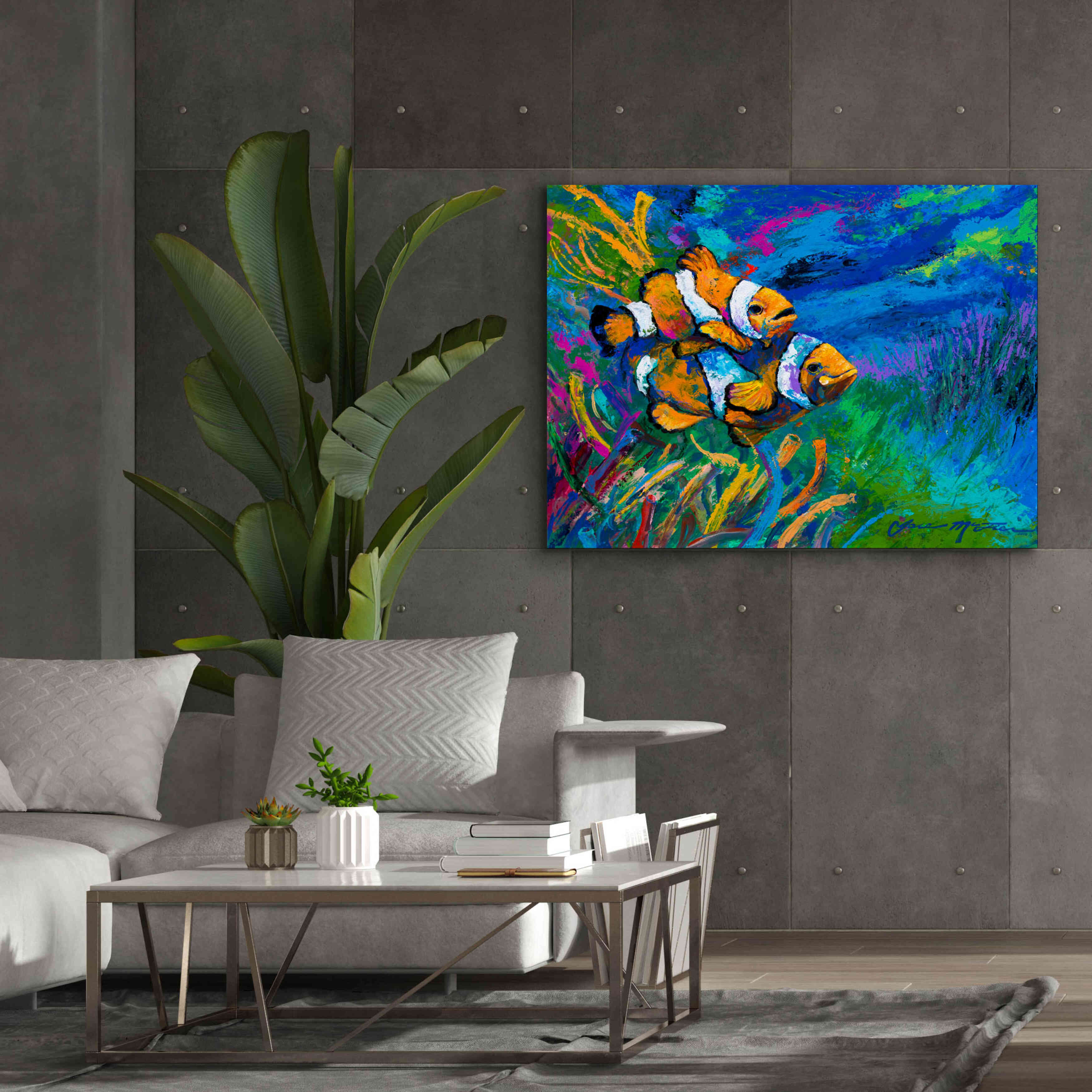 'The First Date Smiling Clownfish' by Jace D McTier, Giclee Canvas Wall Art,54 x 40